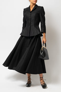 Fusta Midi Clos din In, Negru