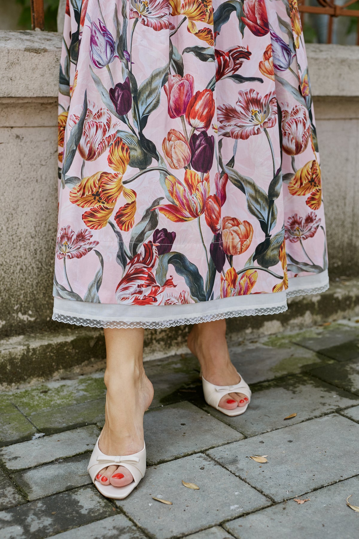 Rochie Midi din Bumbac cu Imprimeu de Lalele