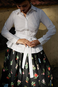 Camasa cu Peplum, din Bumbac Alb