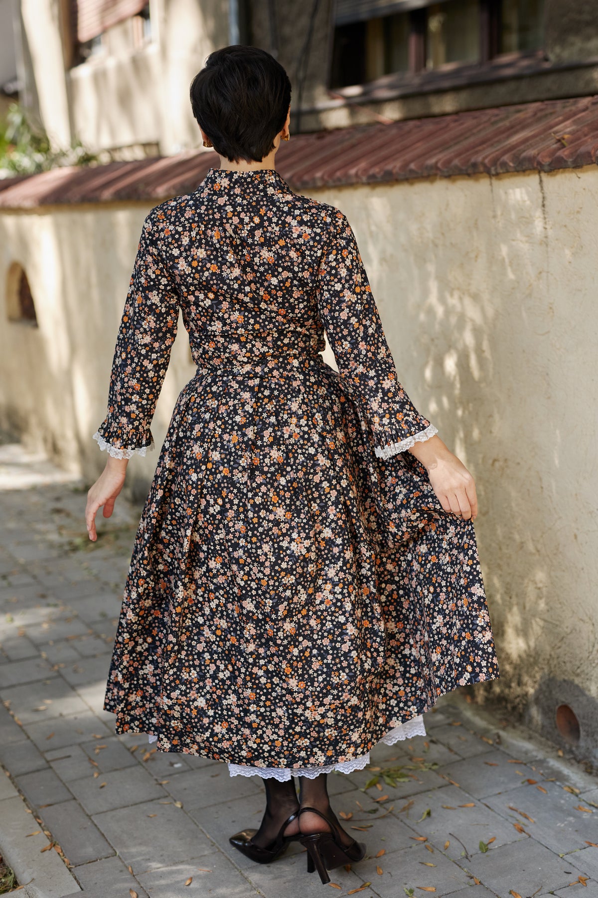 Rochie Camasa Midi din Bumbac Negru