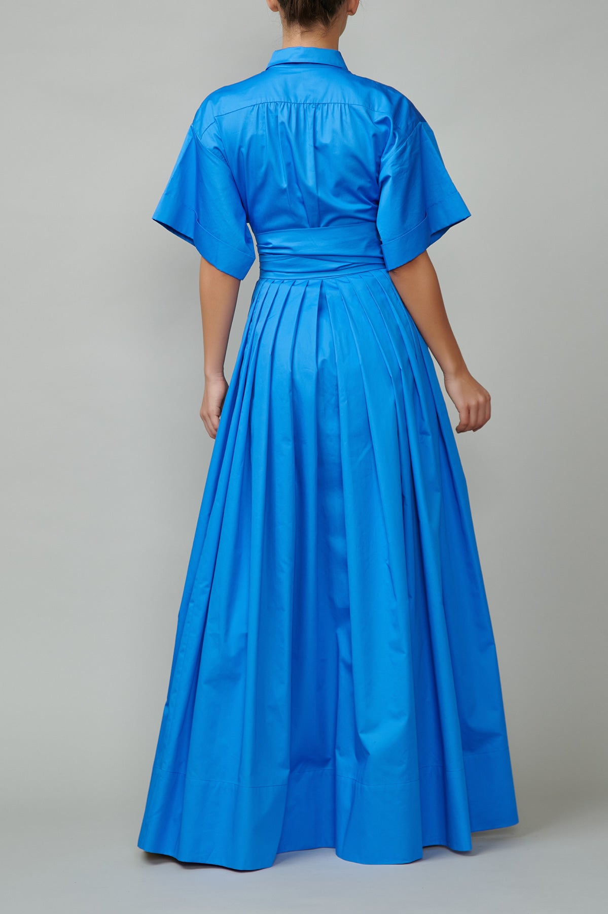 Long Cotton Shirt Dress, Blue