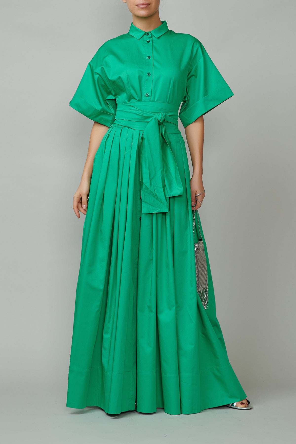 Rochie de seara, lunga, din bumbac verde