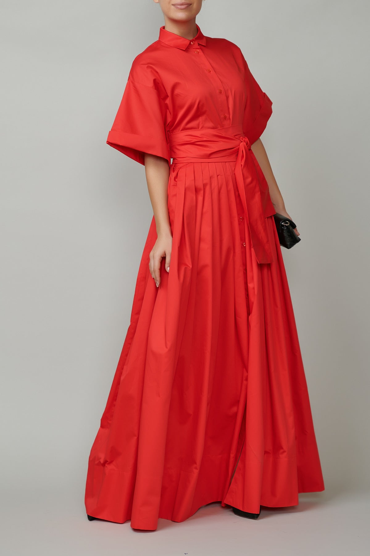 Rochie Camasa Lunga din Bumbac, Rosie