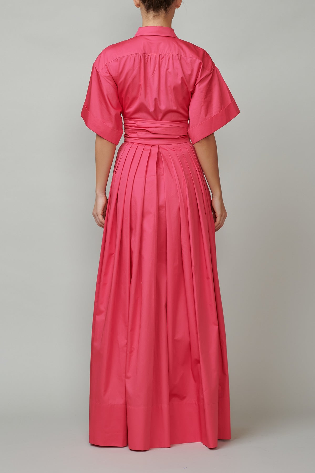Long Cotton Shirt Dress, Raspberry Pink