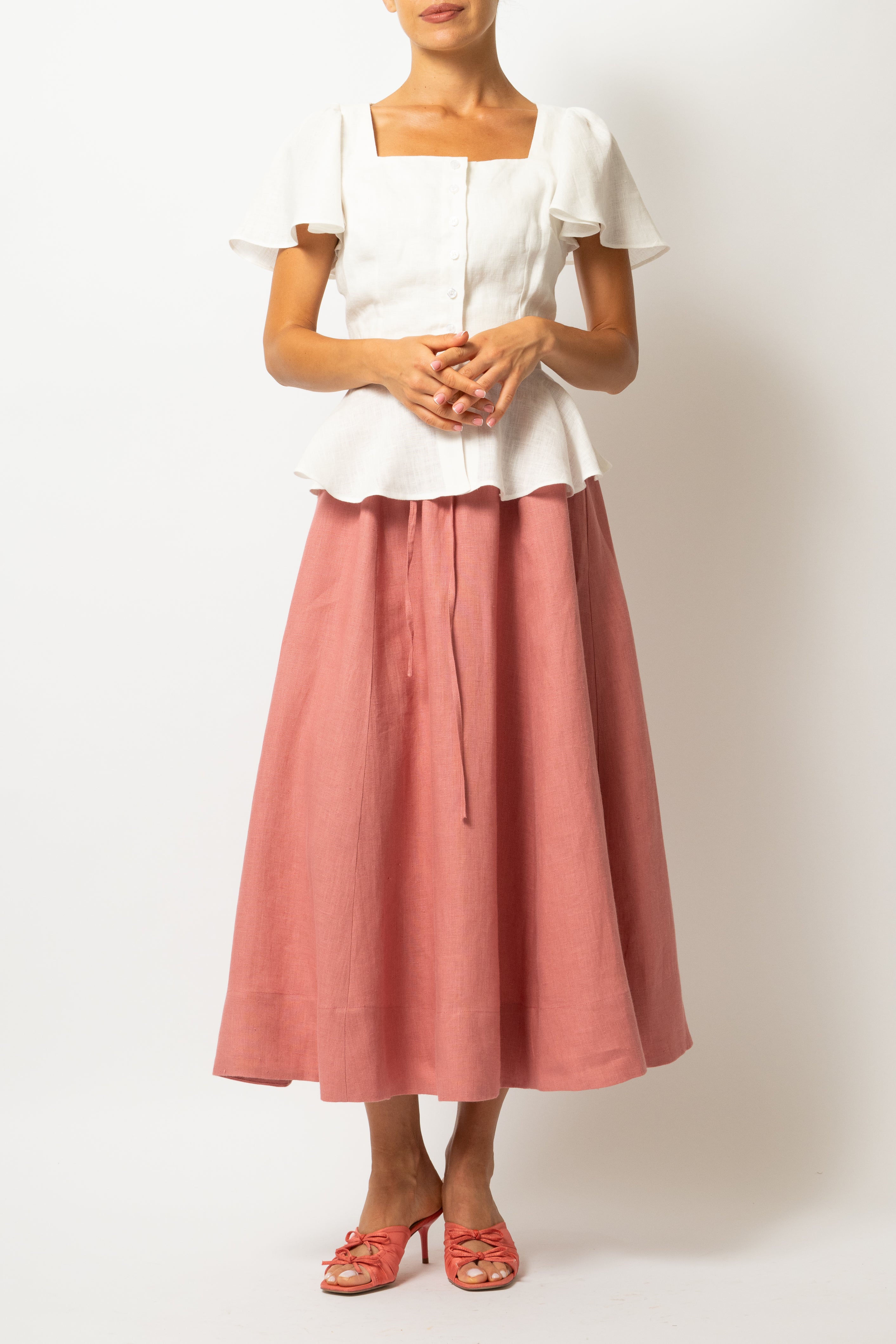 Bluza cu Peplum si Nasturi, din In Alb