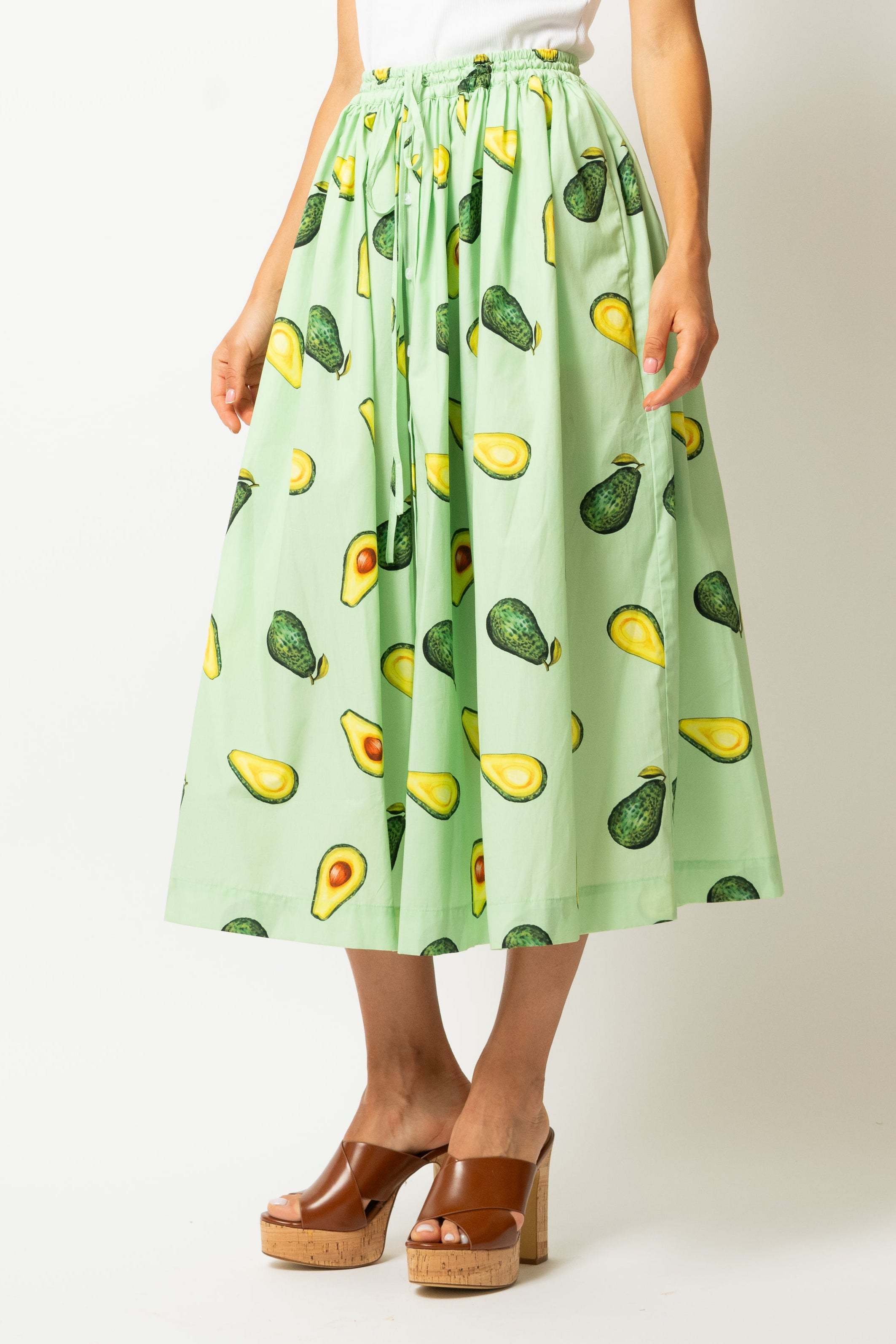 Fusta Midi cu Imprimeu Avocado