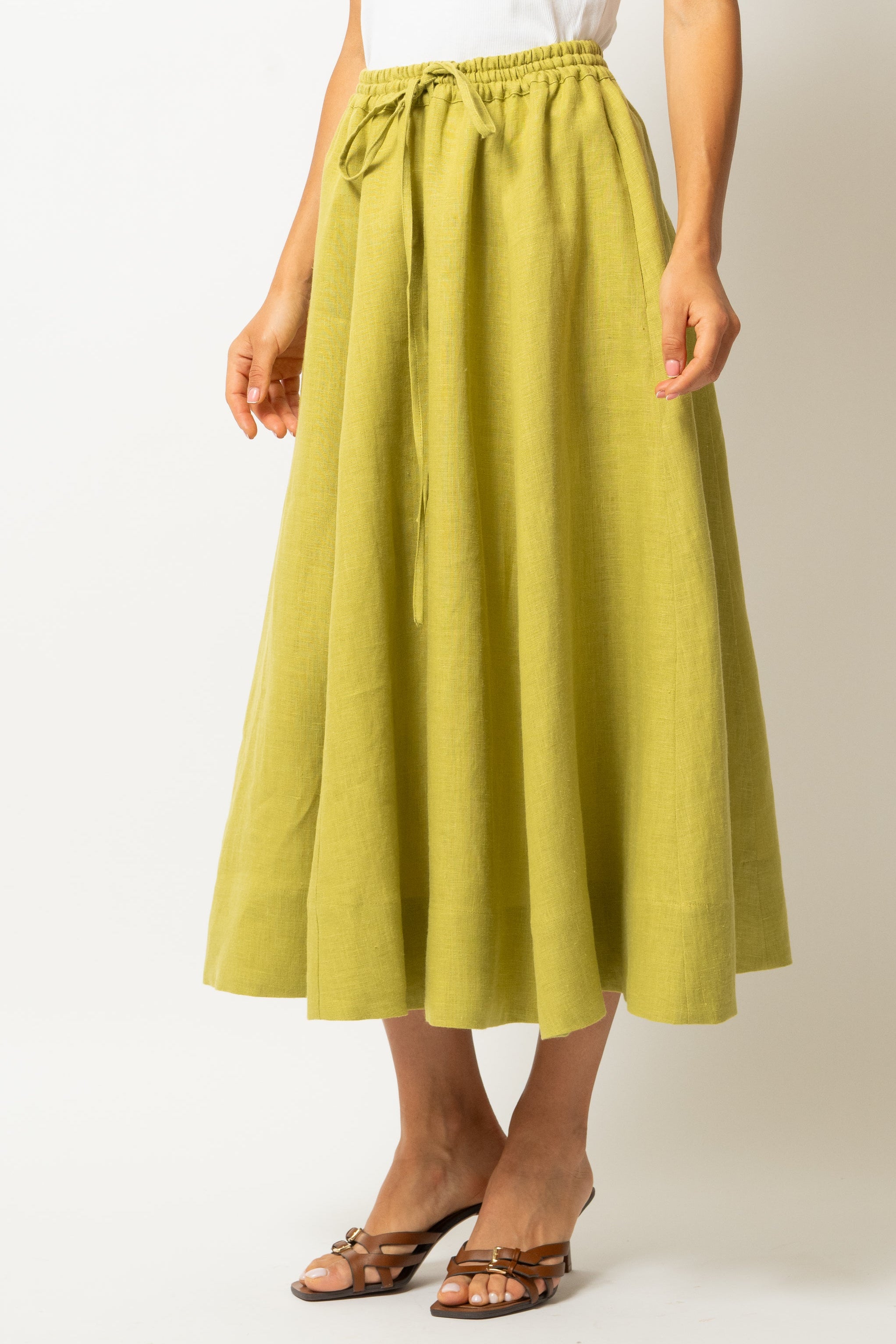 Fusta Midi din In Verde Fistic