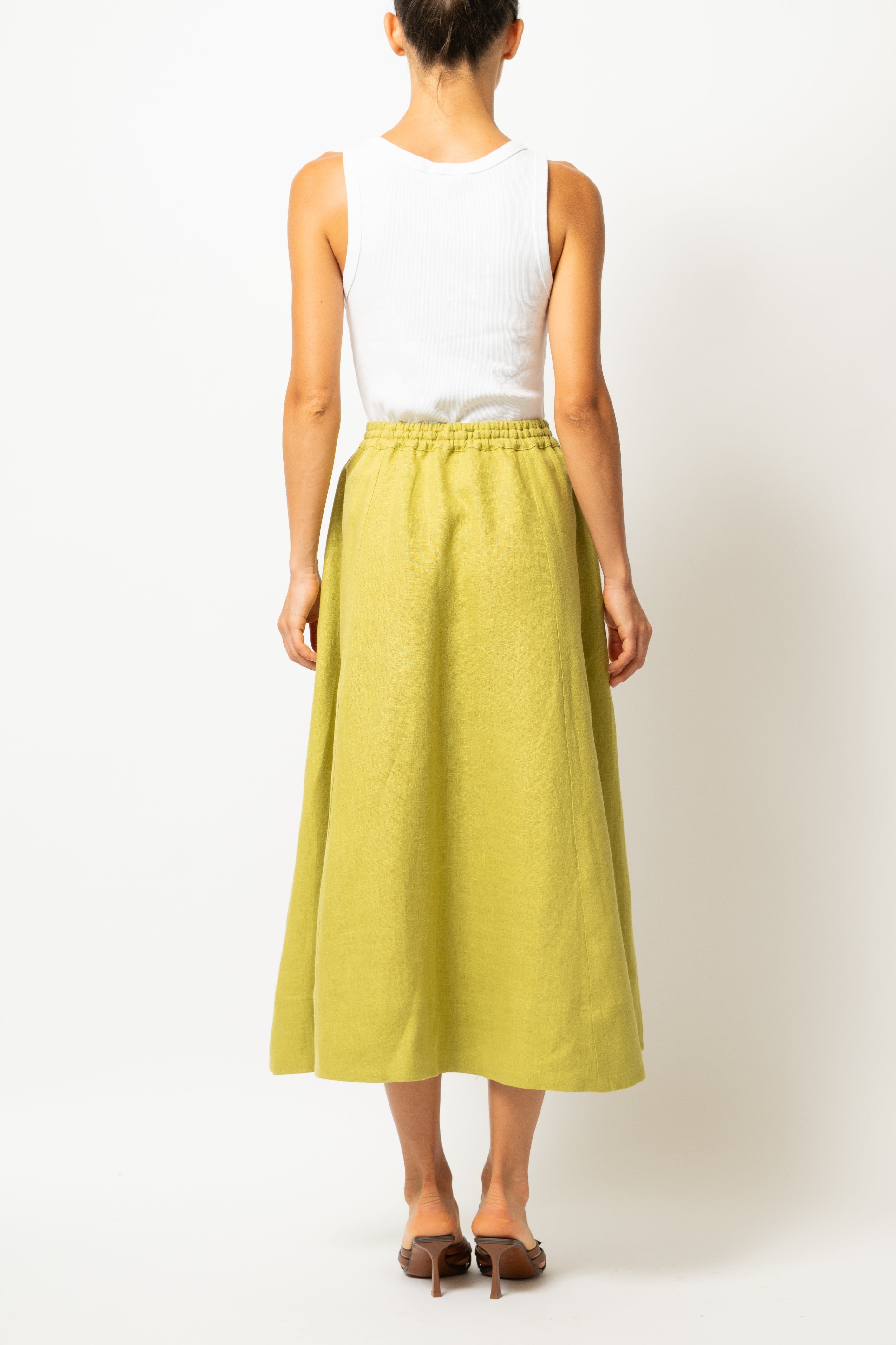 Fusta Midi din In Verde Fistic