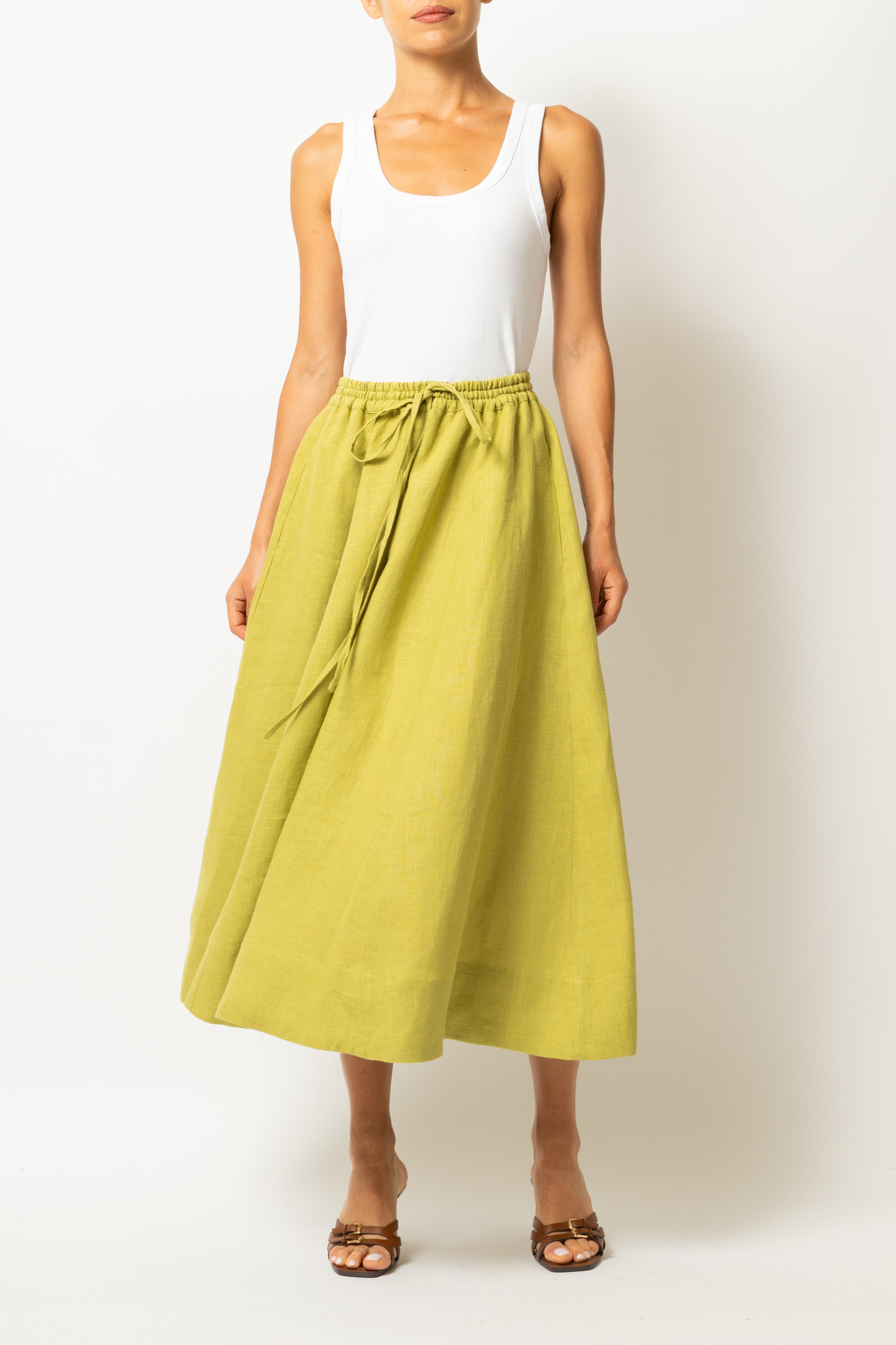 Fusta Midi din In Verde Fistic