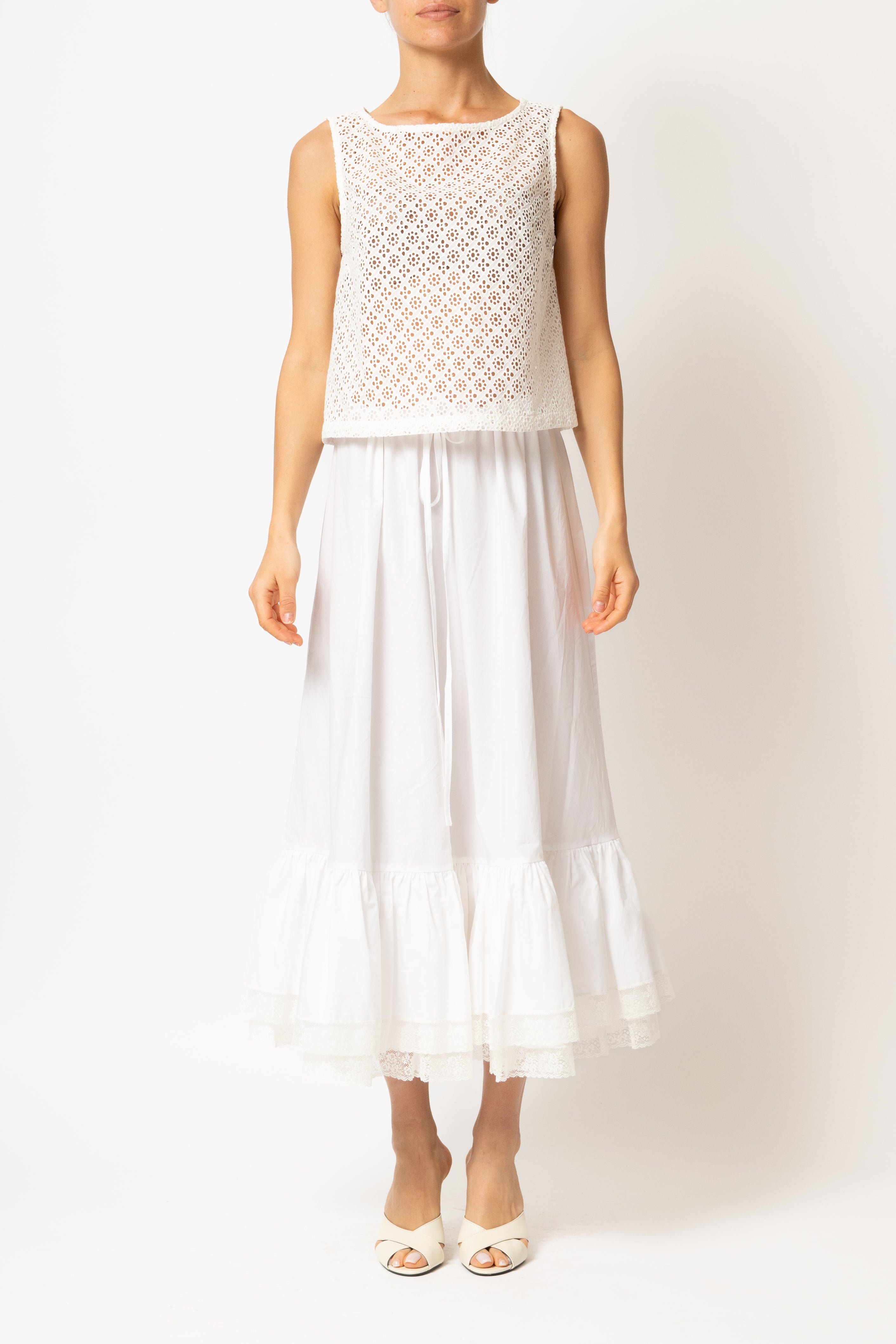 Bluza Fara Maneci, din Broderie Alba