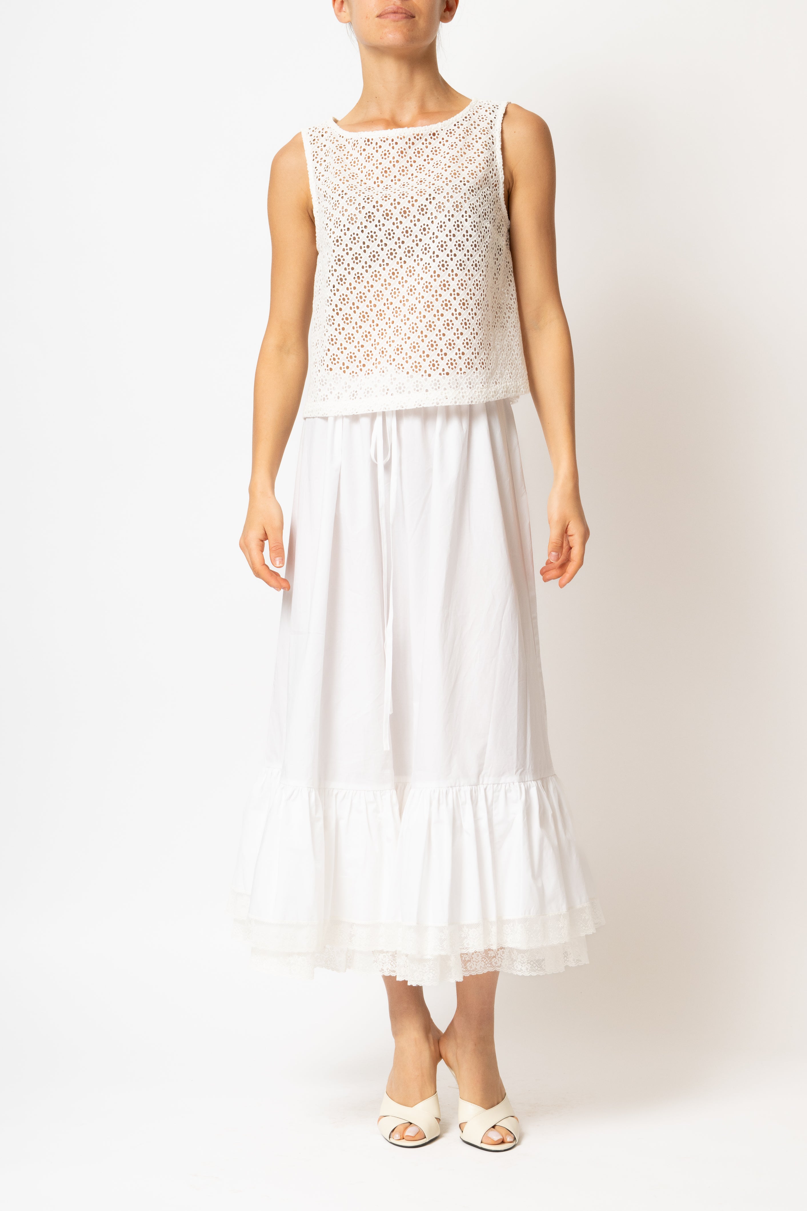 Bluza Fara Maneci, din Broderie Alba