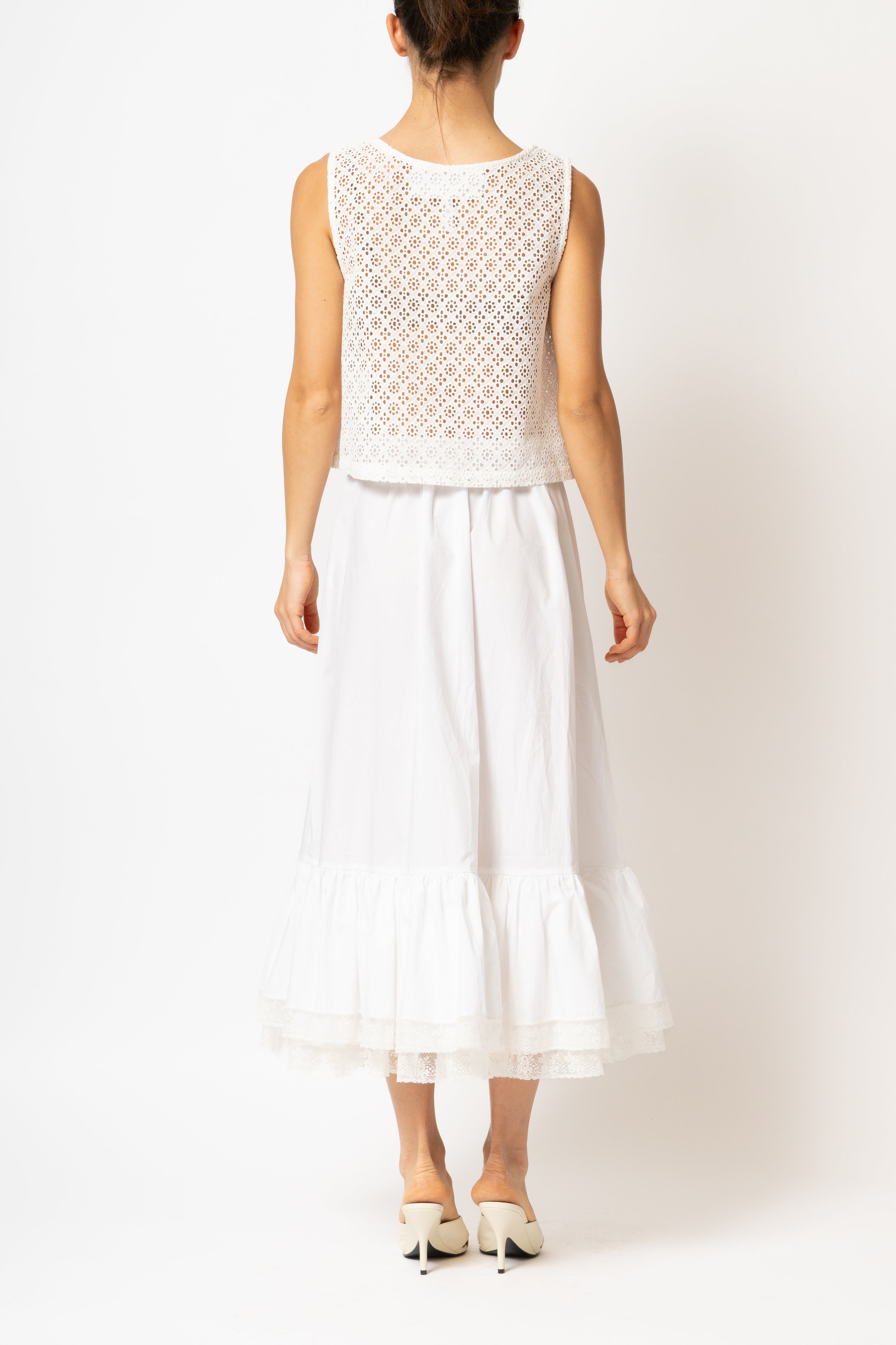 Bluza Fara Maneci, din Broderie Alba