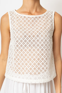 Bluza Fara Maneci, din Broderie Alba