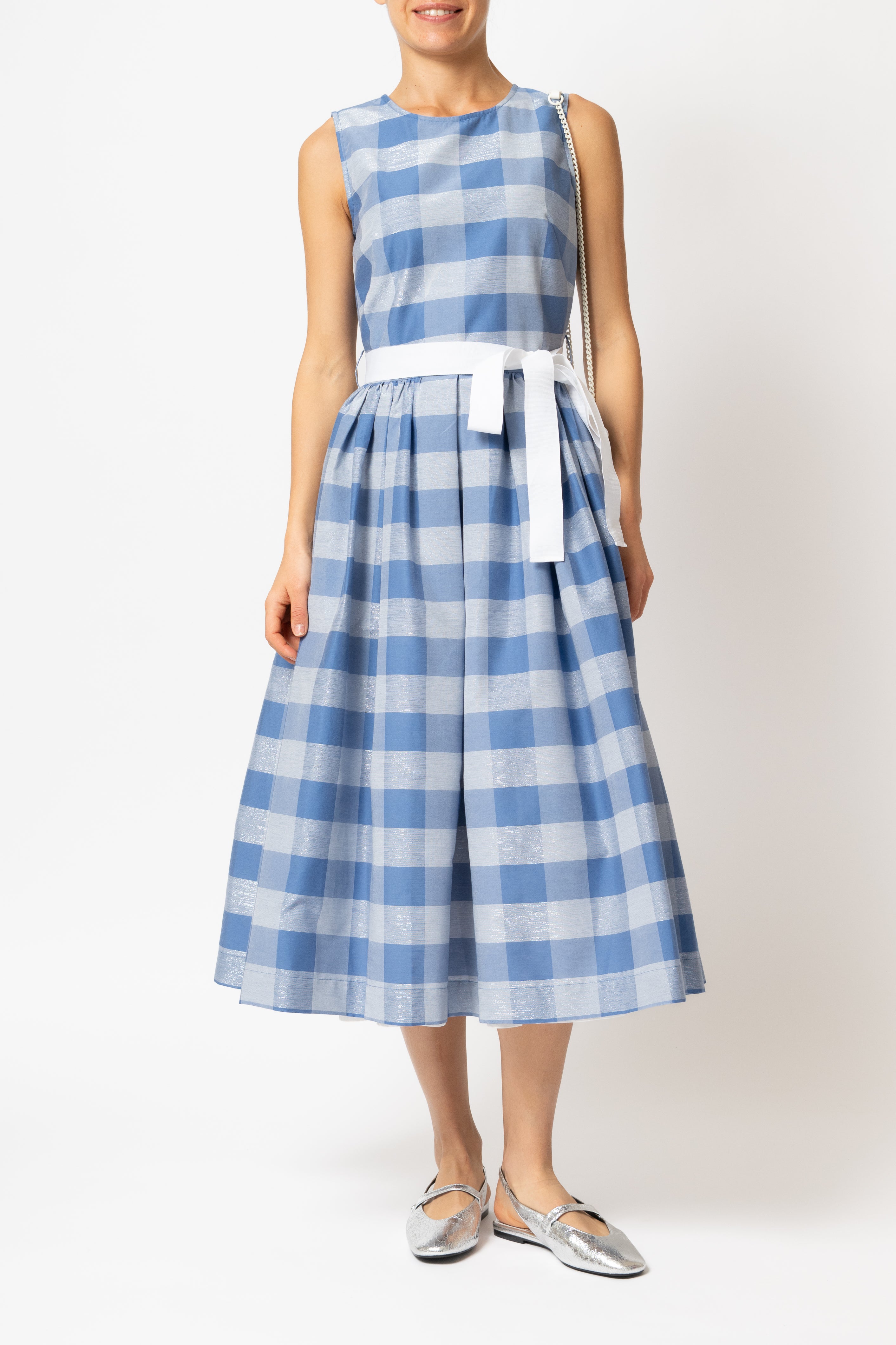 Rochie Midi in Carouri Mari Bleu