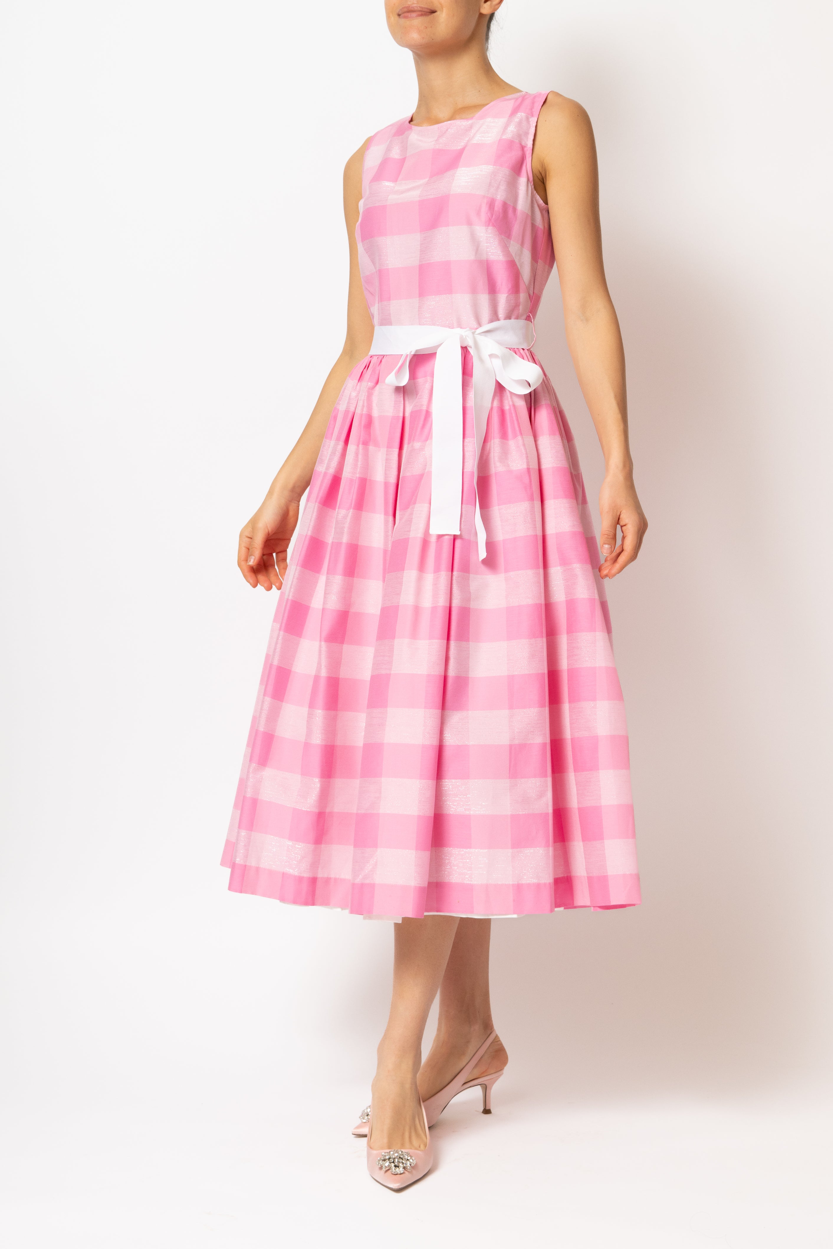 Rochie Midi in Carouri Mari Roz