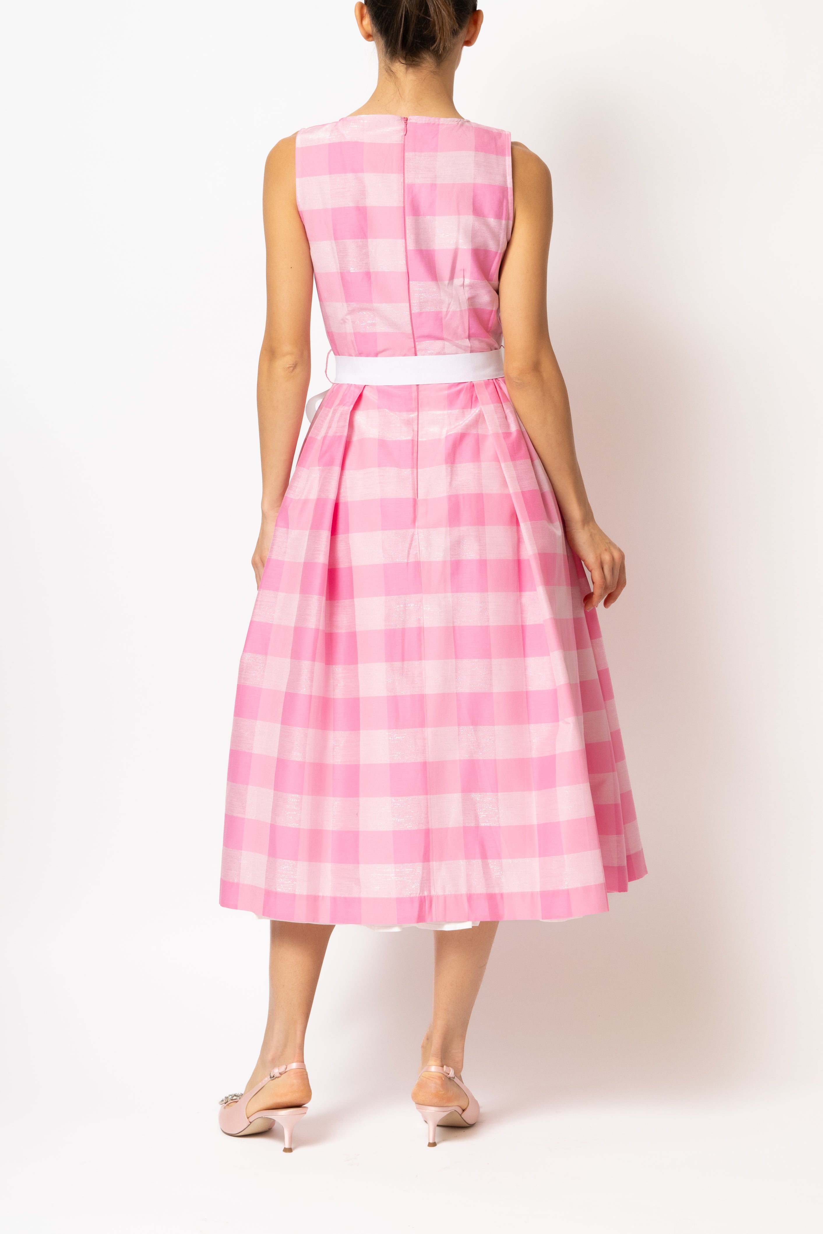 Rochie Midi in Carouri Mari Roz