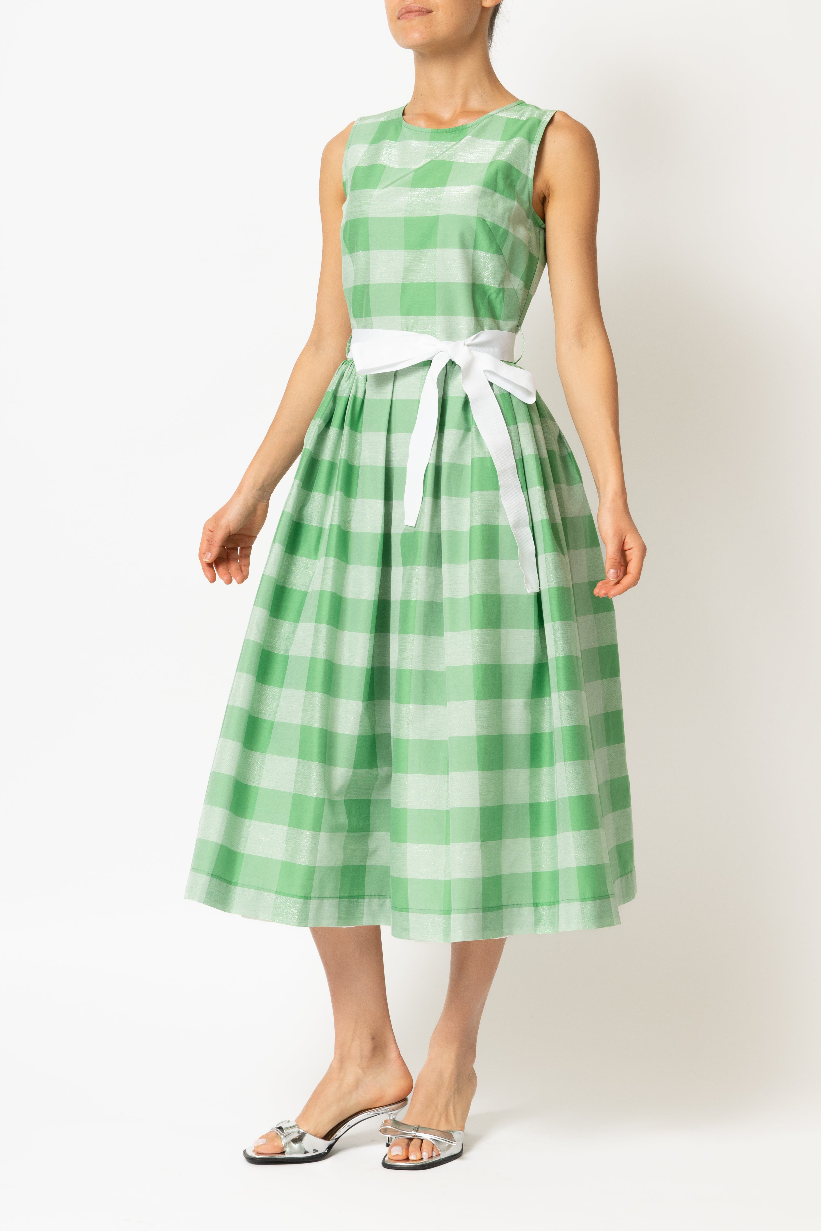 Rochie Midi in Carouri Mari, Verde