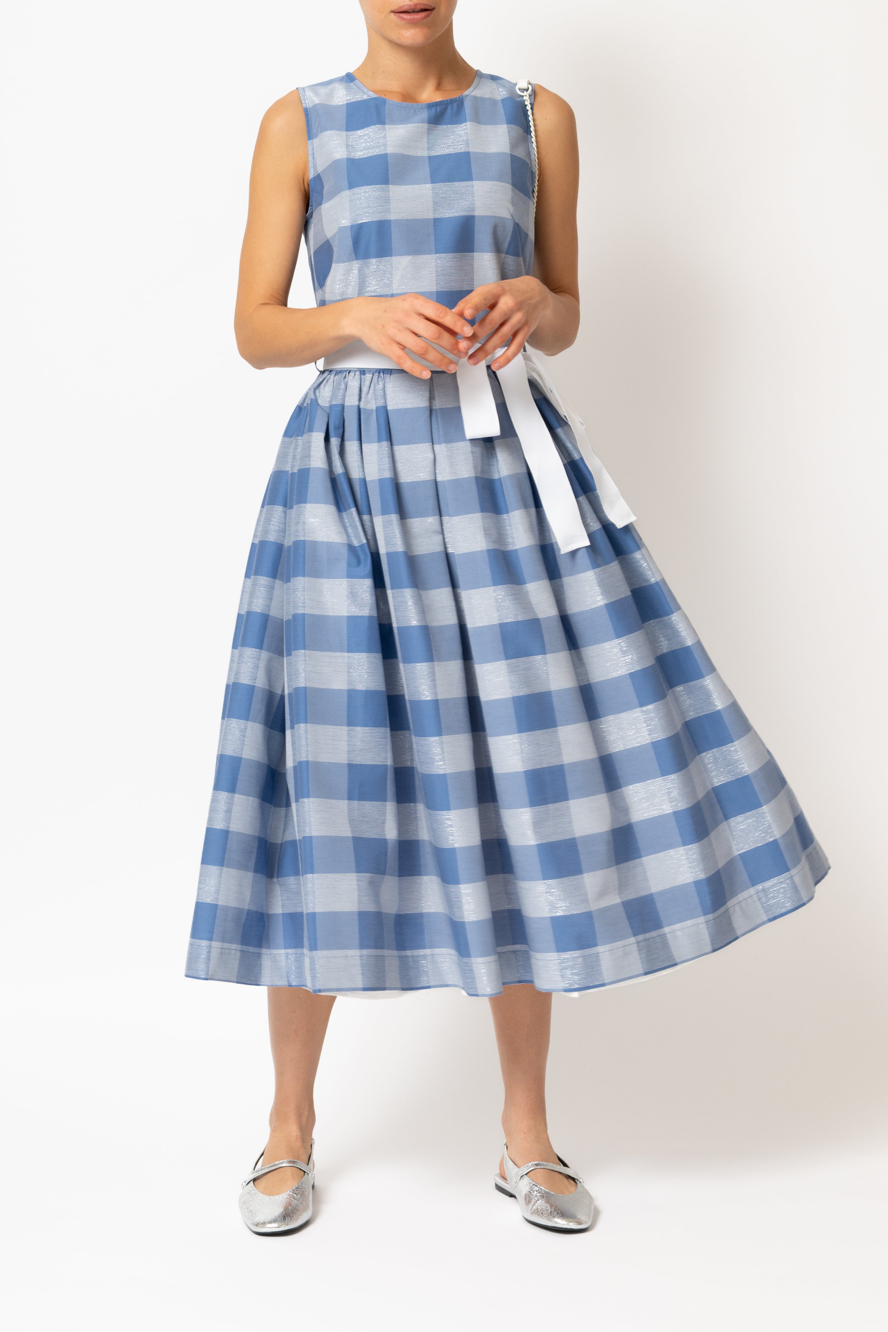 Rochie Midi in Carouri Mari Bleu