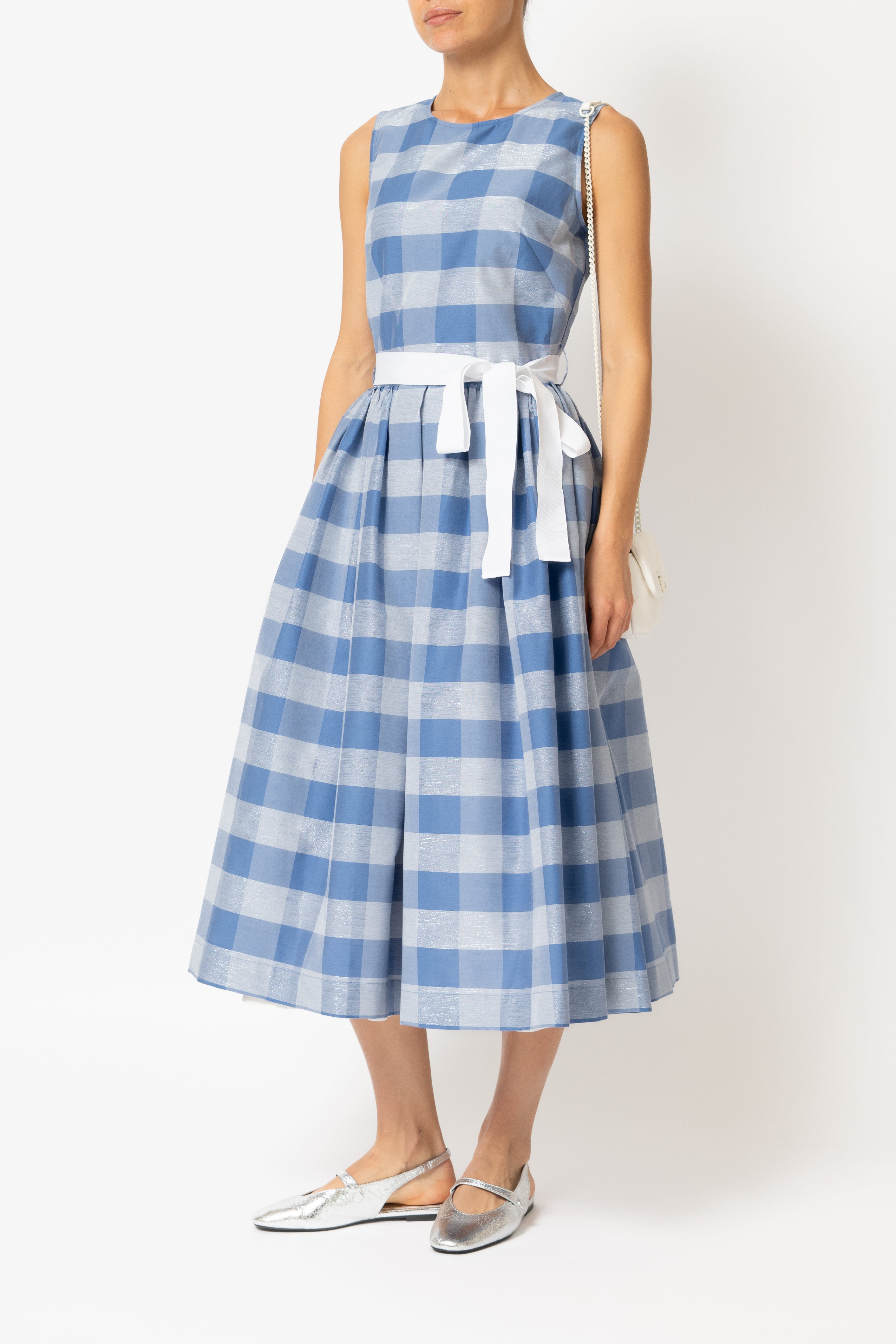 Rochie Midi in Carouri Mari Bleu