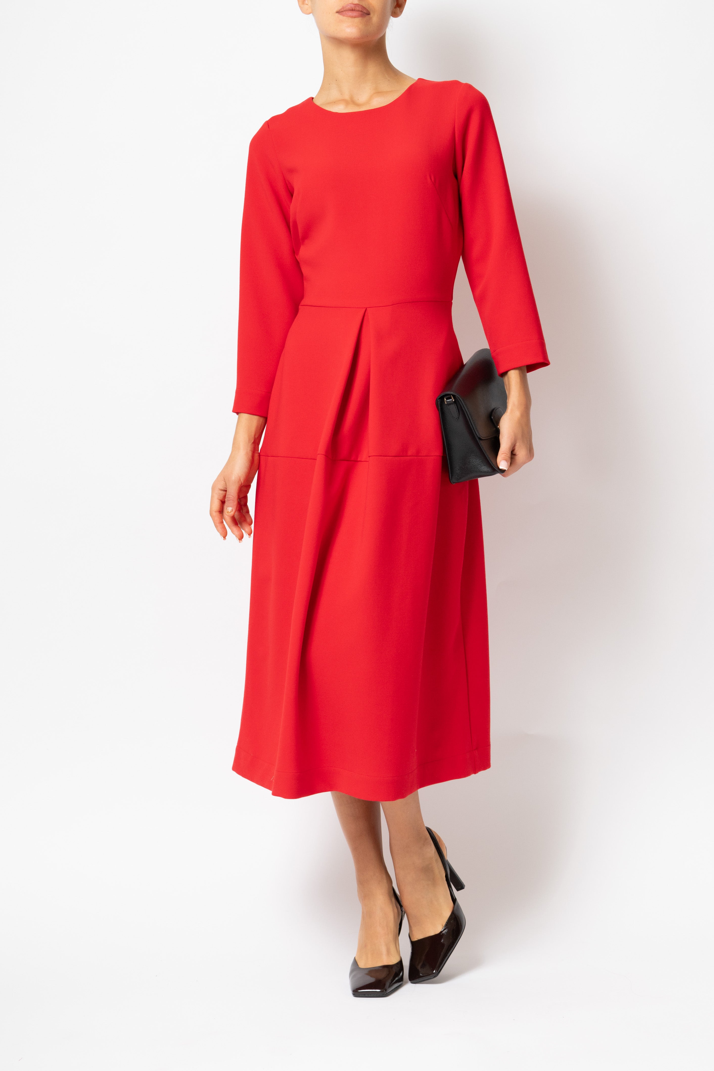 Office Midi Dress in Viscose, Red
