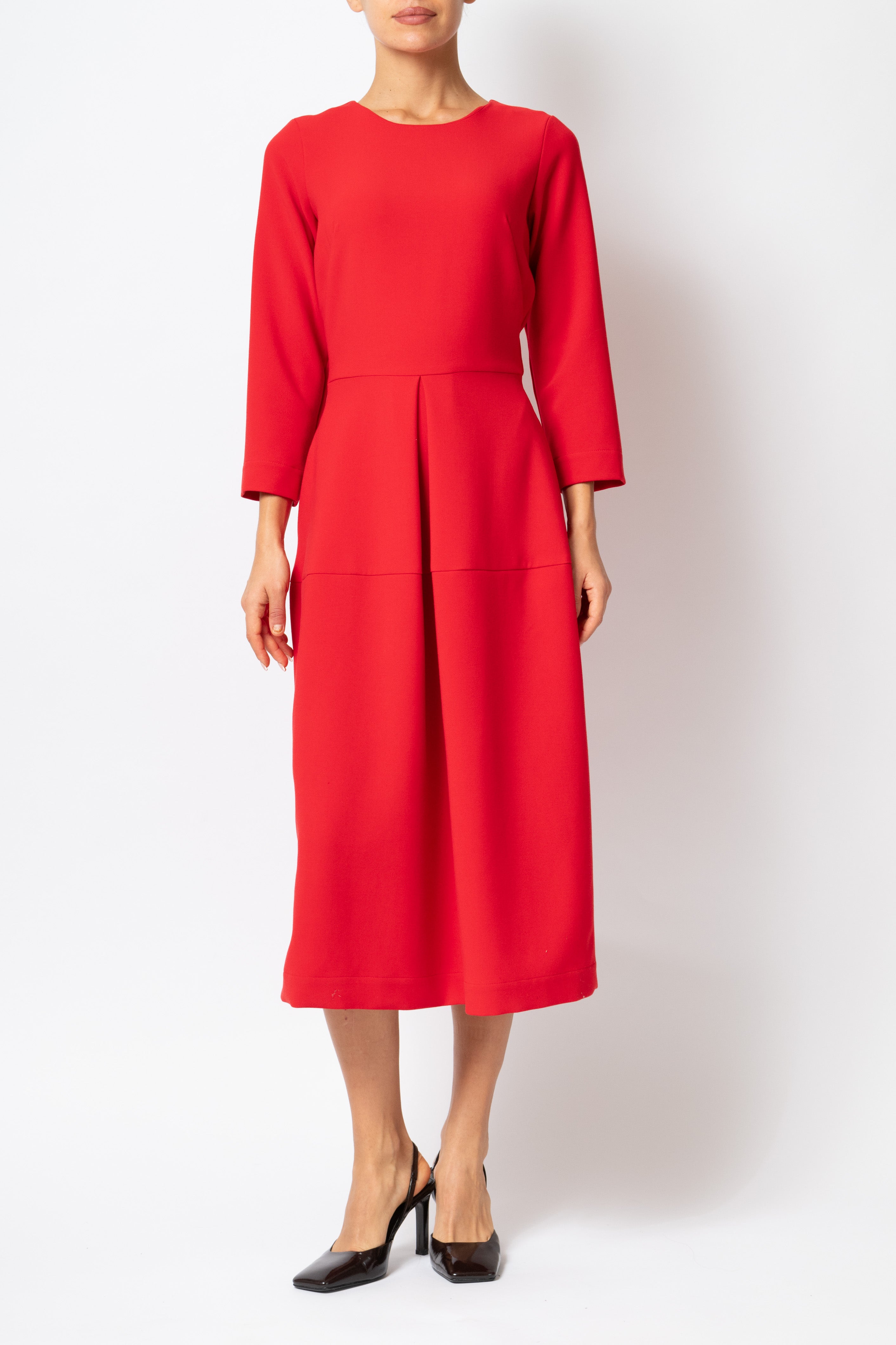Office Midi Dress in Viscose, Red