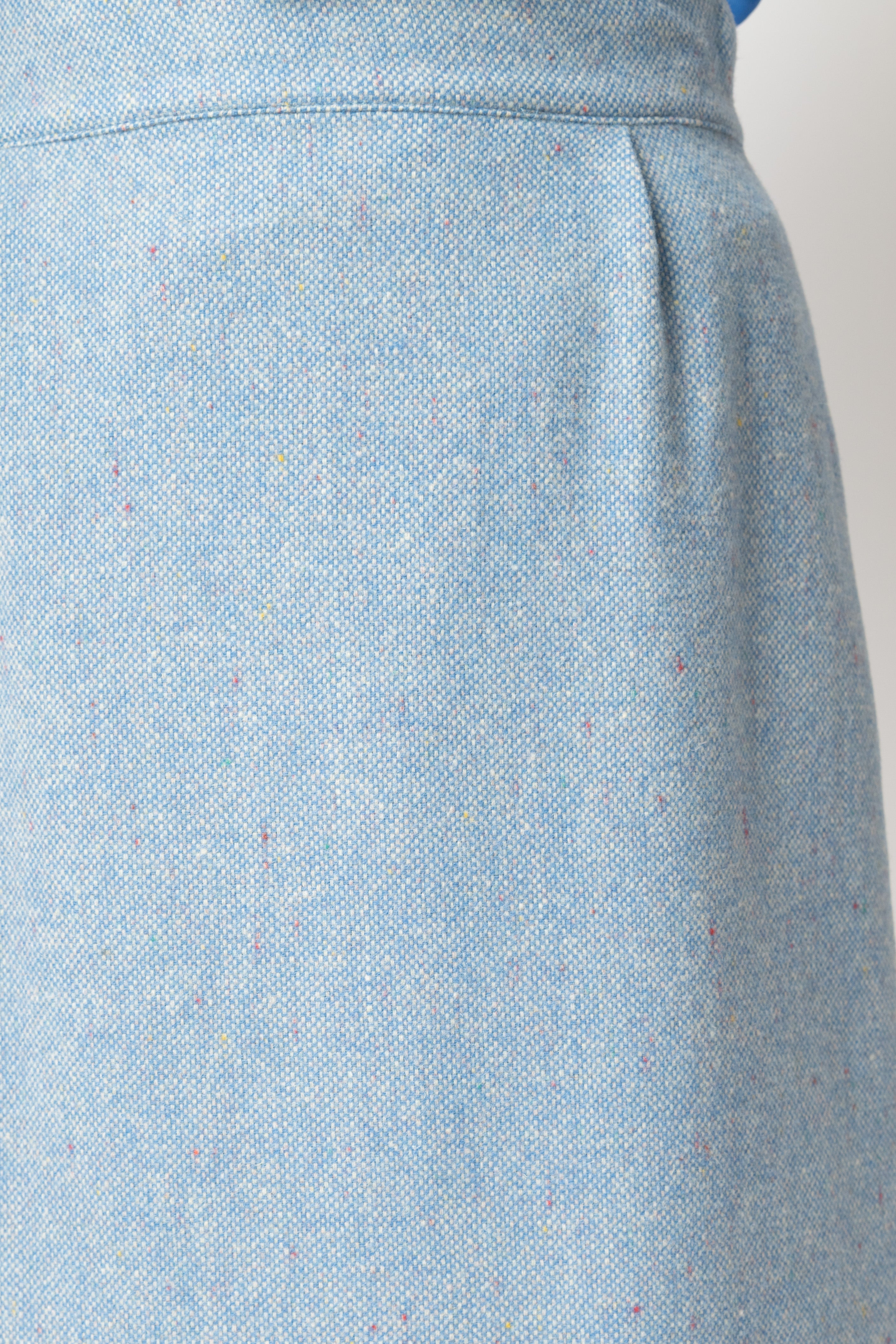 Wool Midi Pencil Skirt, Blue