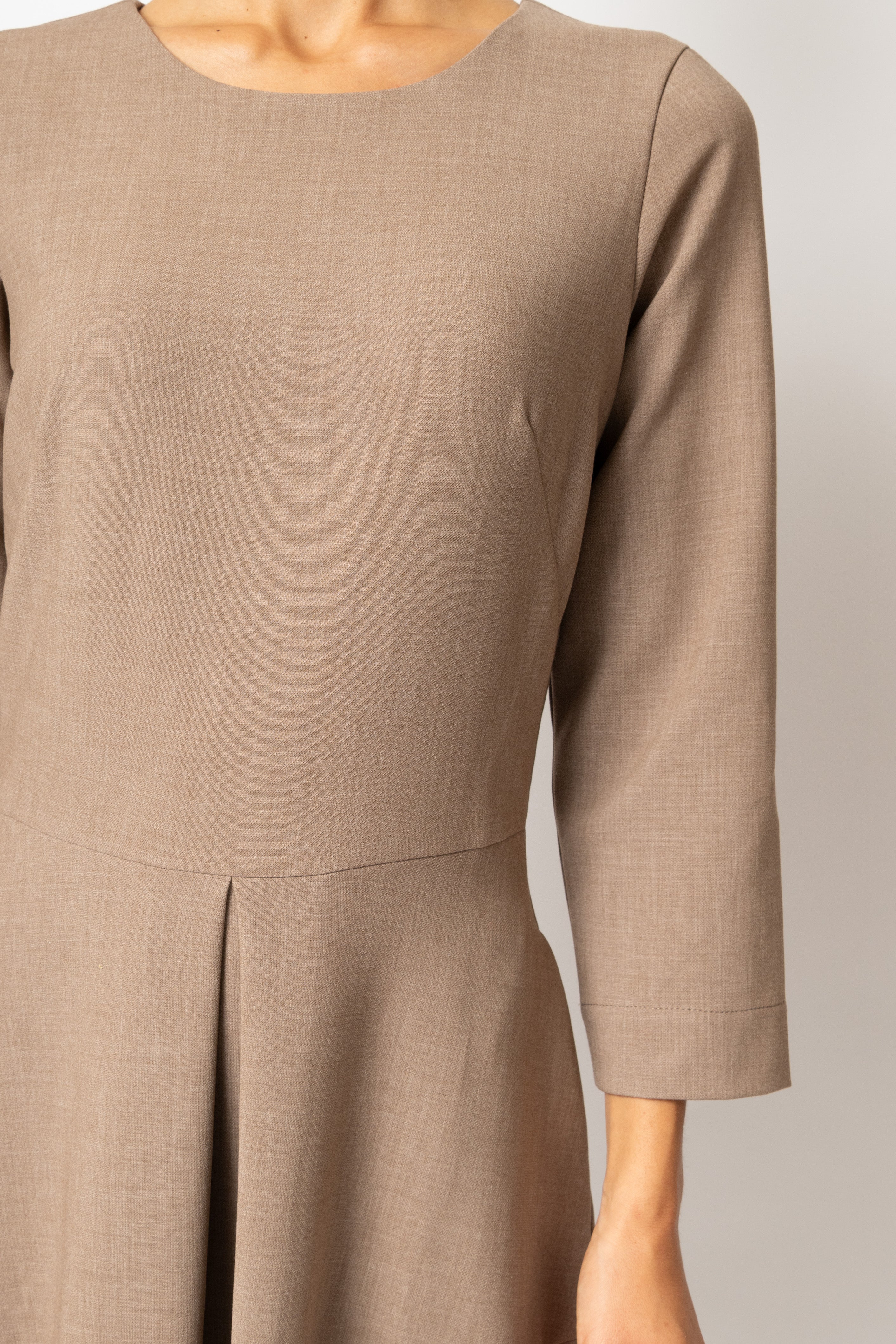 Rochie Office Midi din Vascoza, Caramel