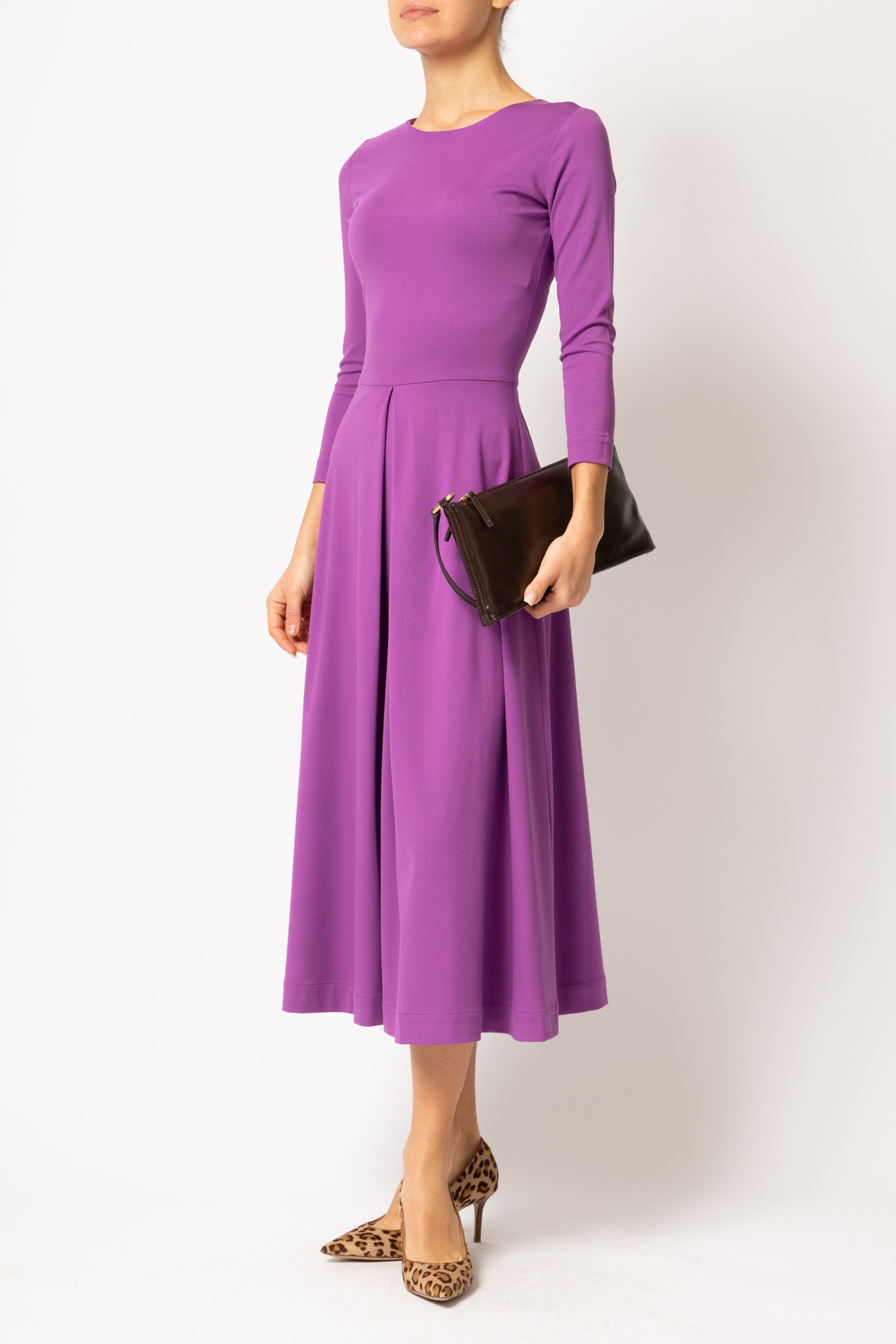 Purple jersey midi dress