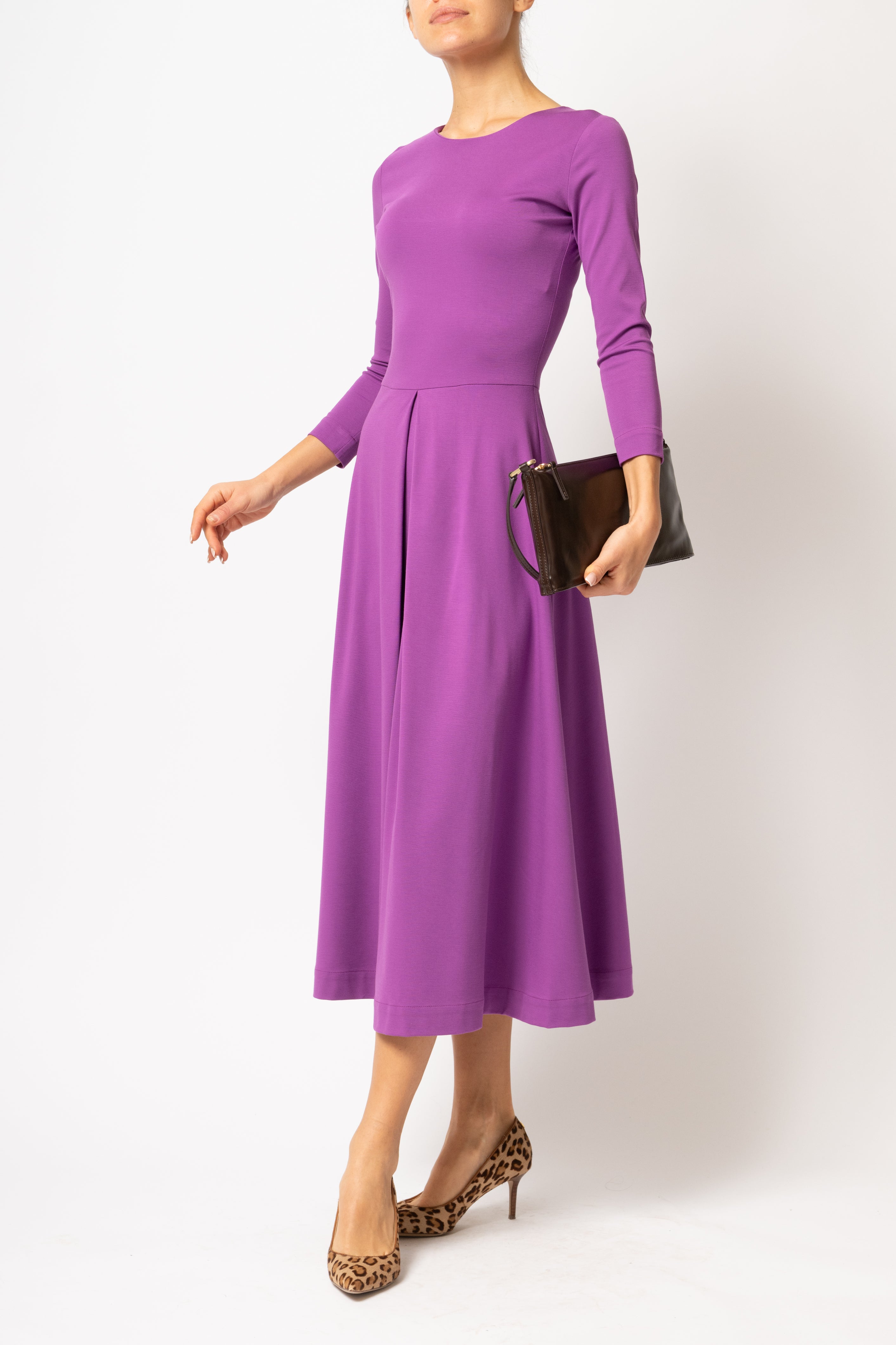 Purple jersey midi dress