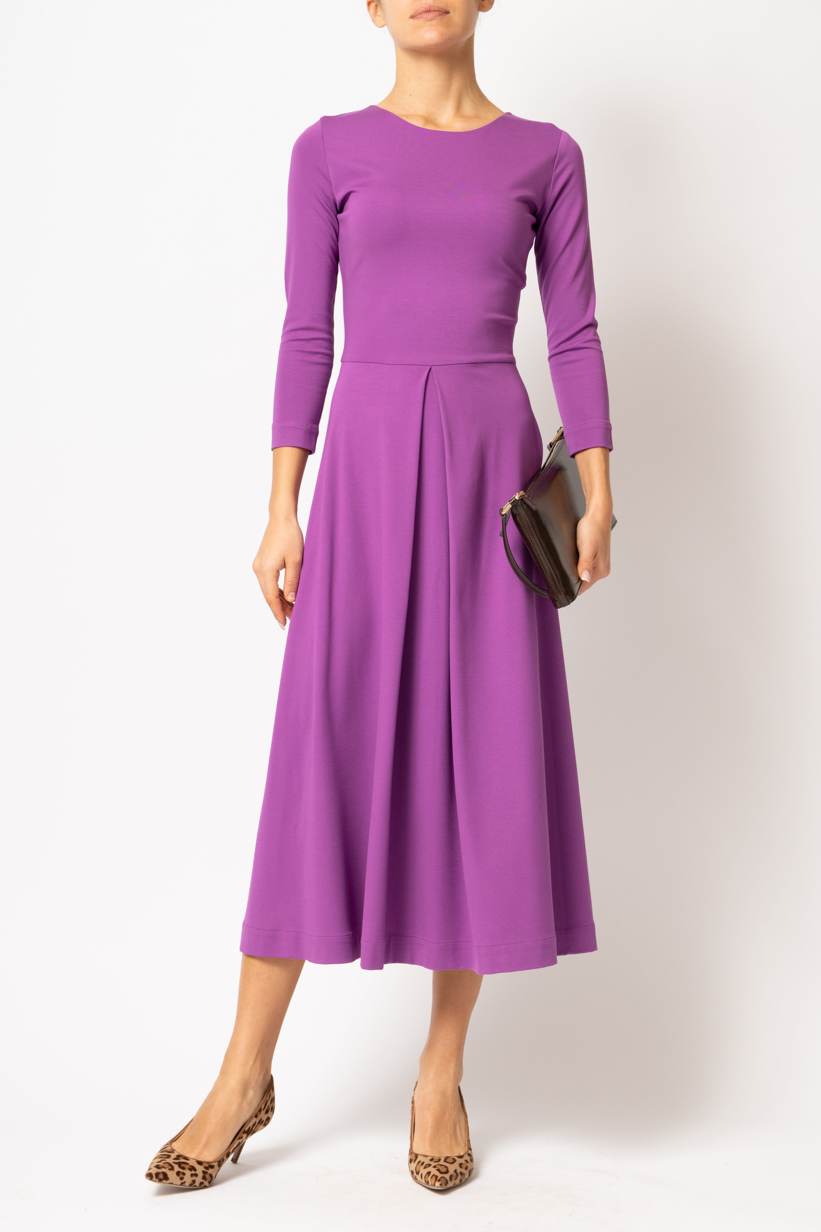 Purple jersey midi dress