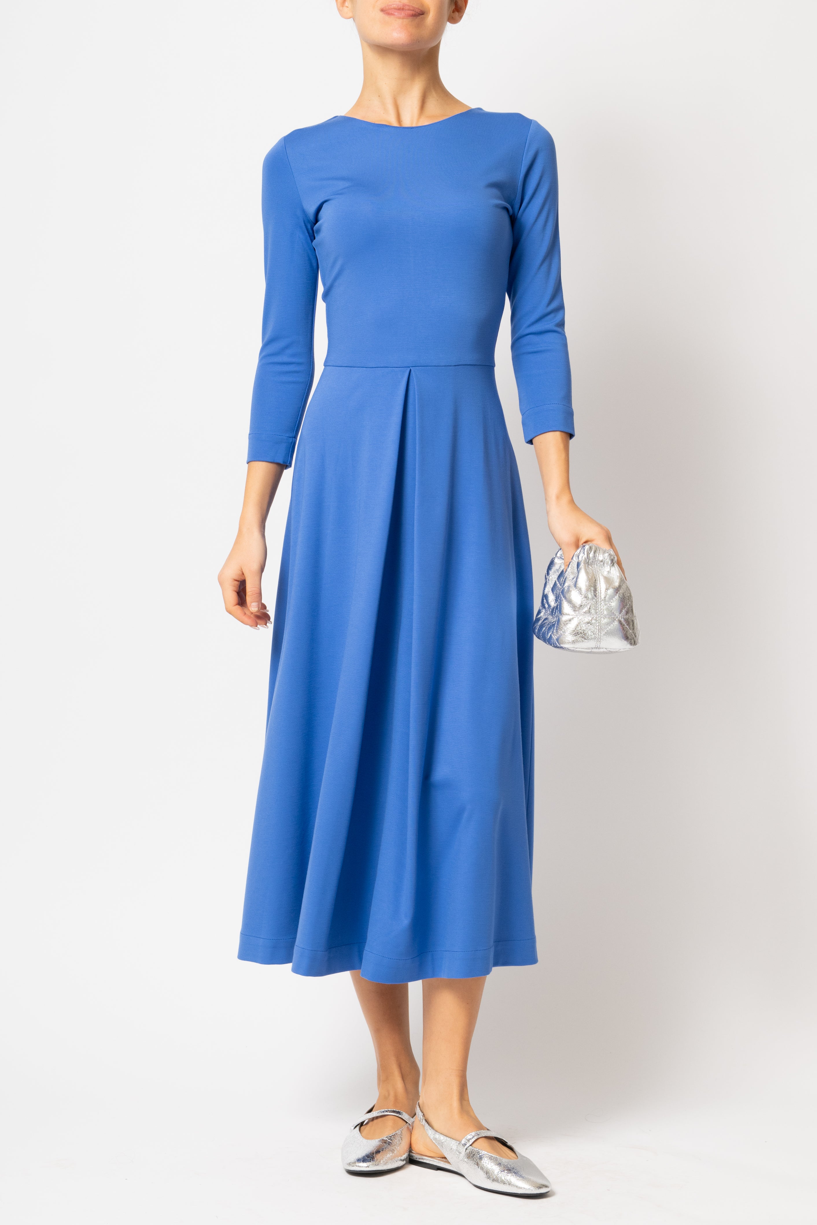 Rochie Midi, din Jerse de Viscoza, Bleu
