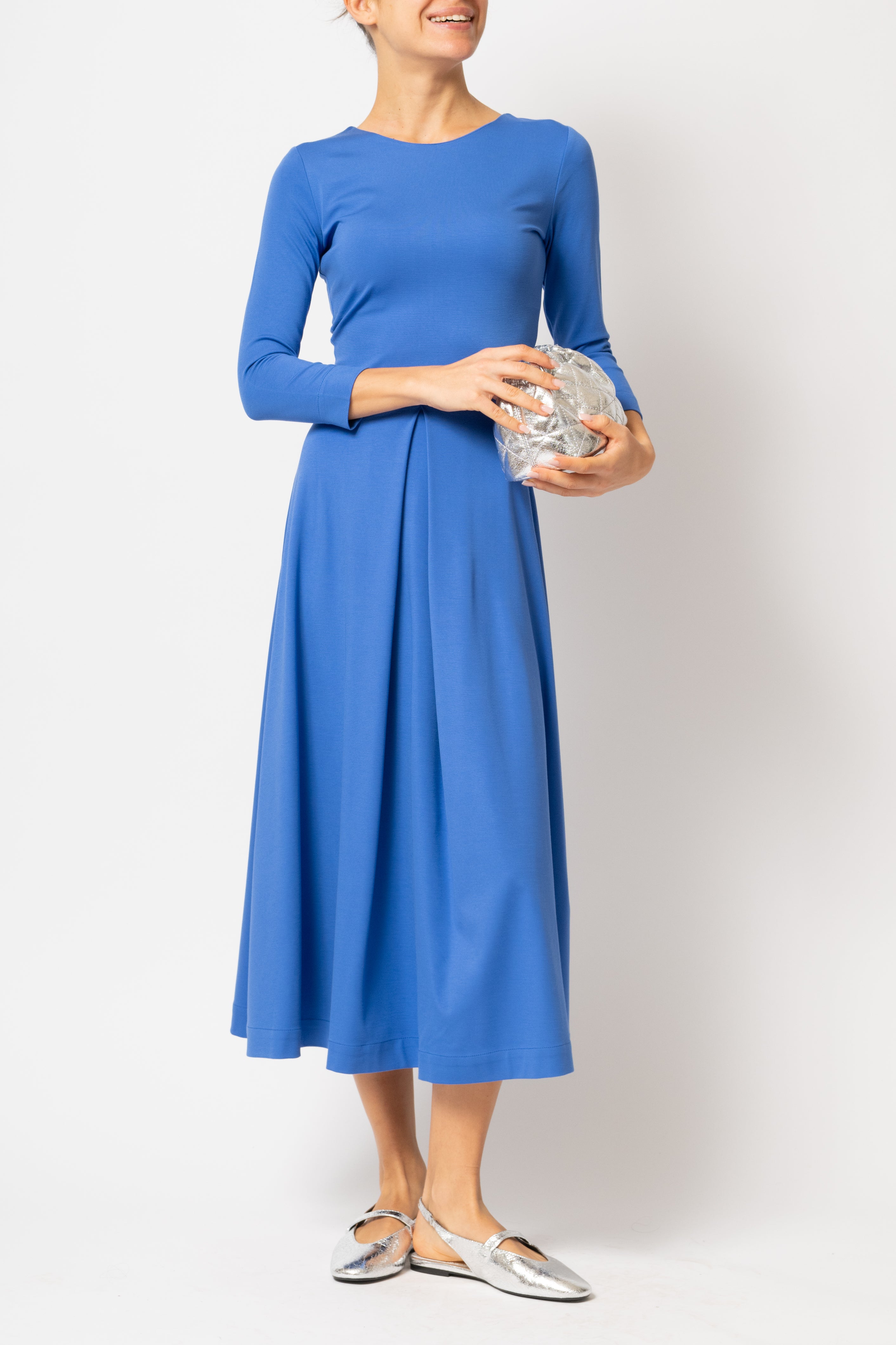 Rochie Midi, din Jerse de Viscoza, Bleu