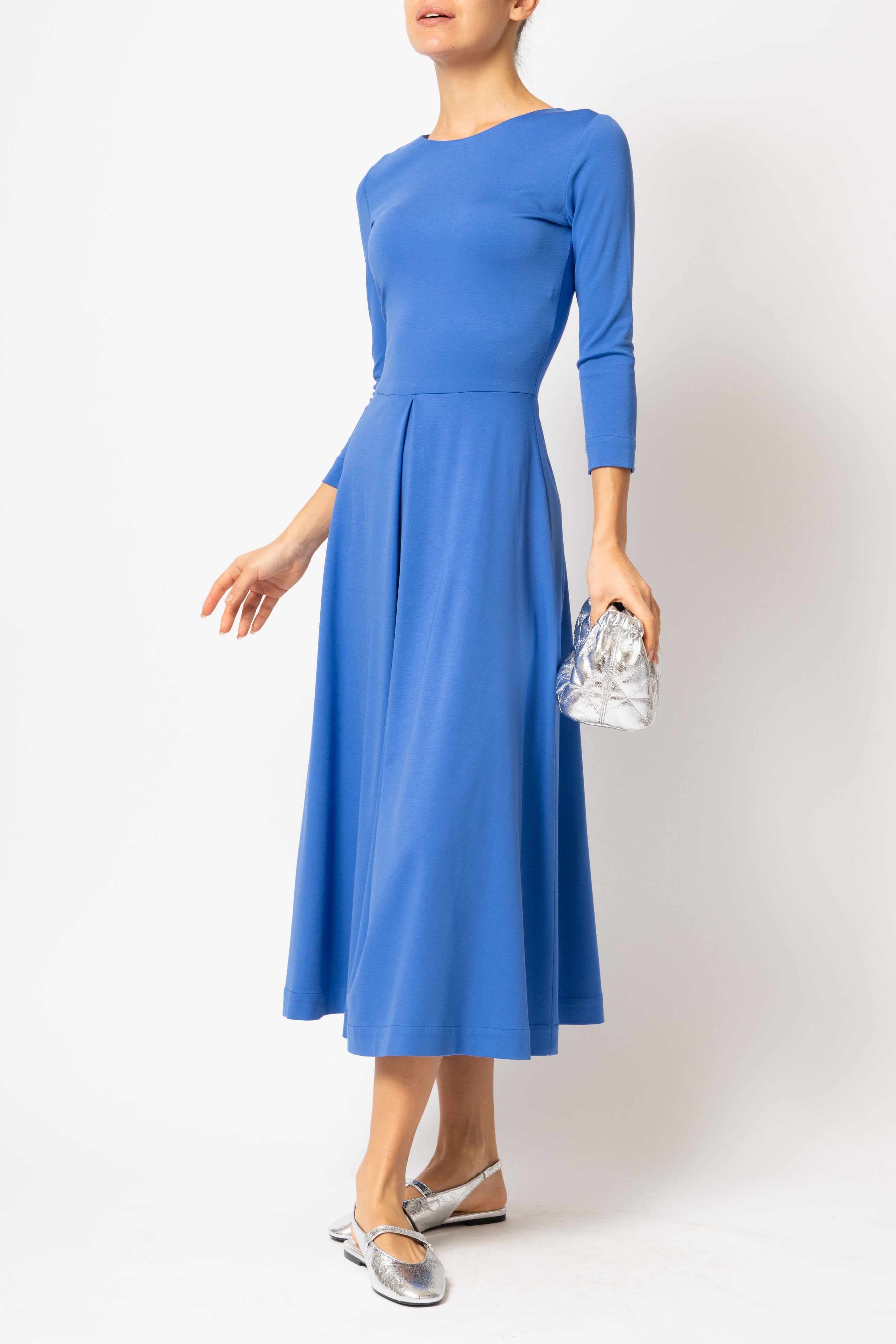 Rochie Midi, din Jerse de Viscoza, Bleu