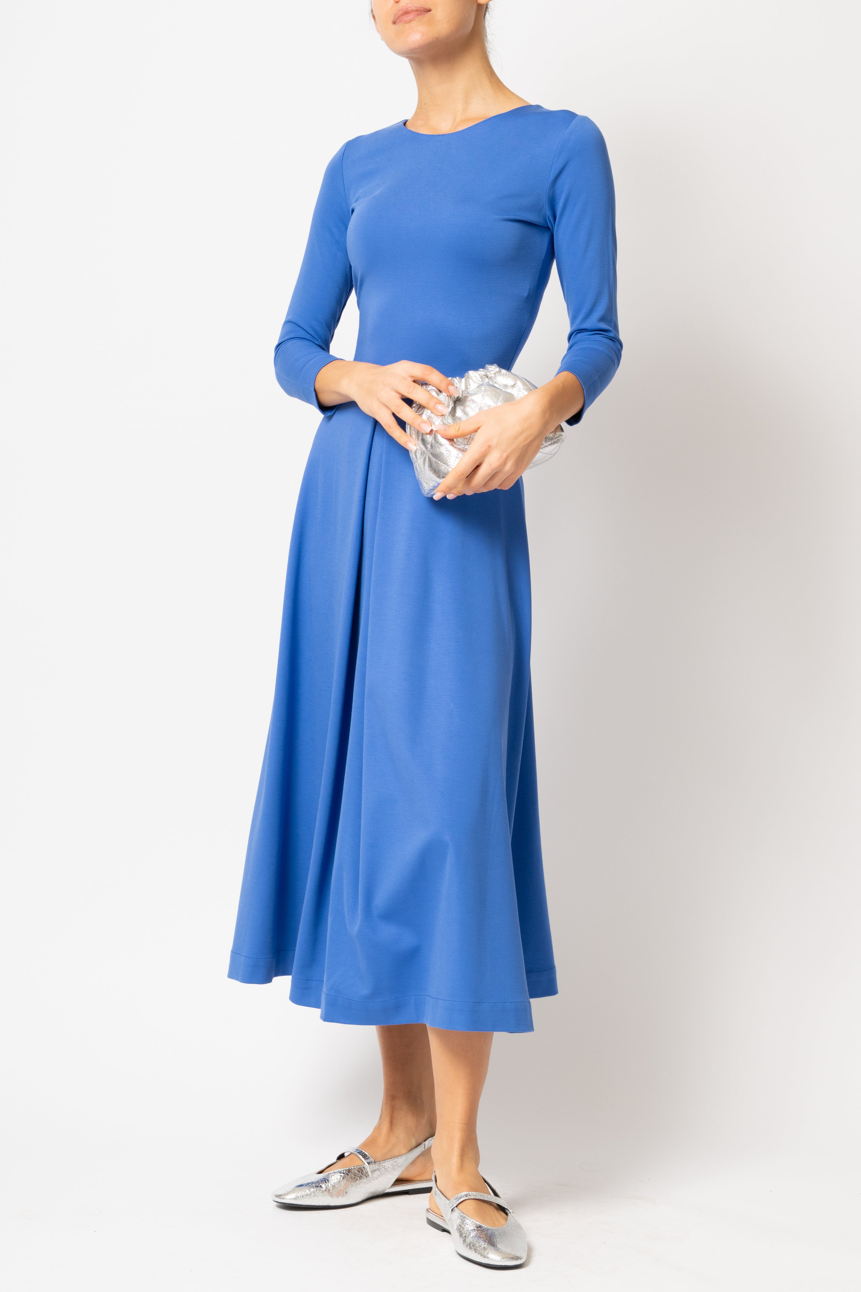 Rochie Midi, din Jerse de Viscoza, Bleu
