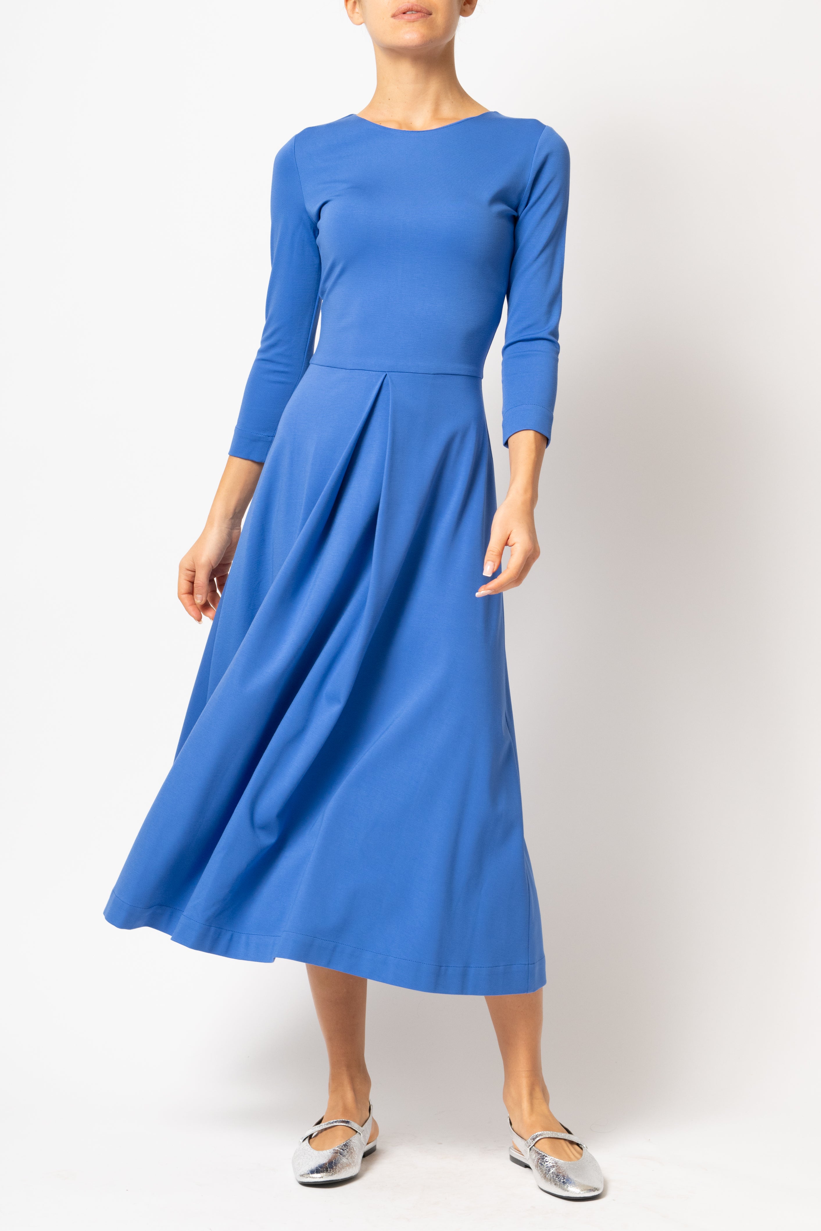 Rochie Midi, din Jerse de Viscoza, Bleu