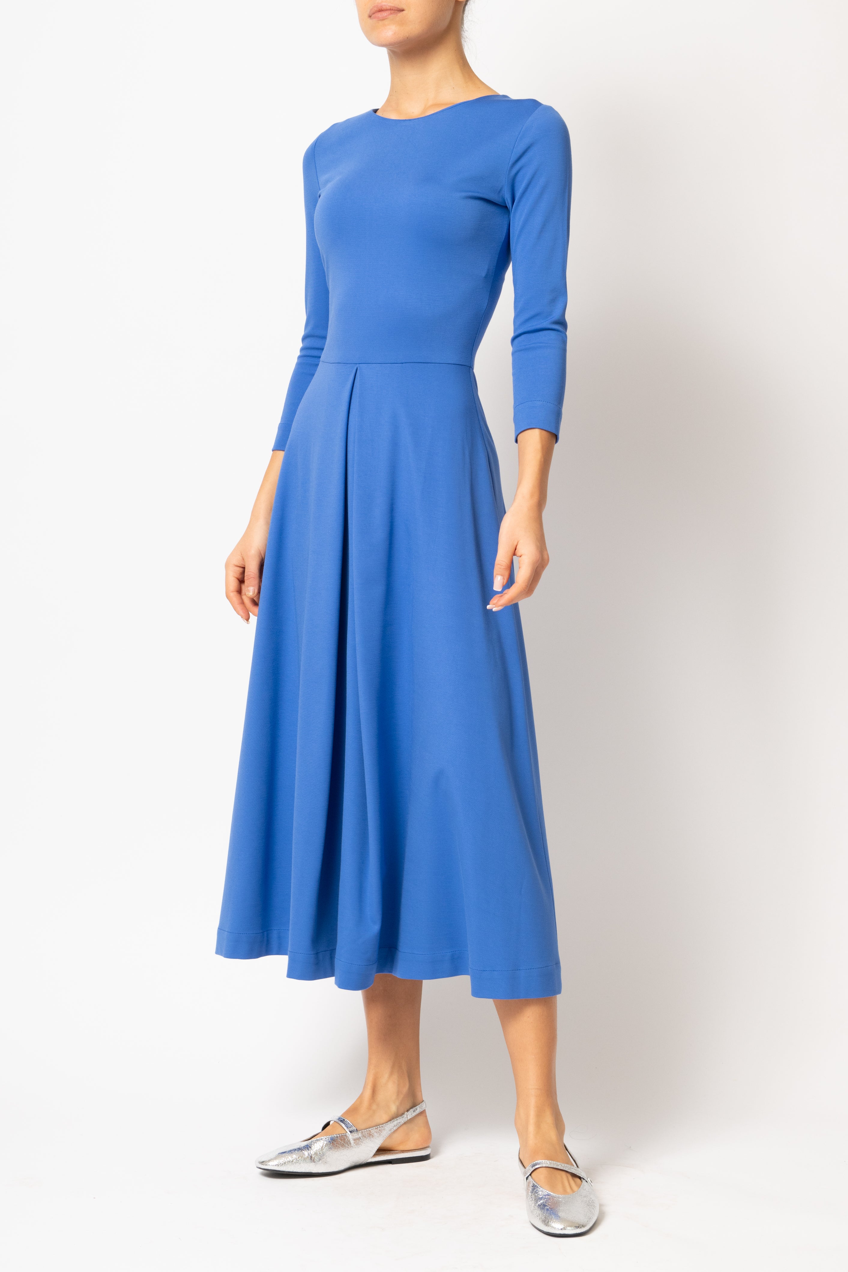 Rochie Midi, din Jerse de Viscoza, Bleu