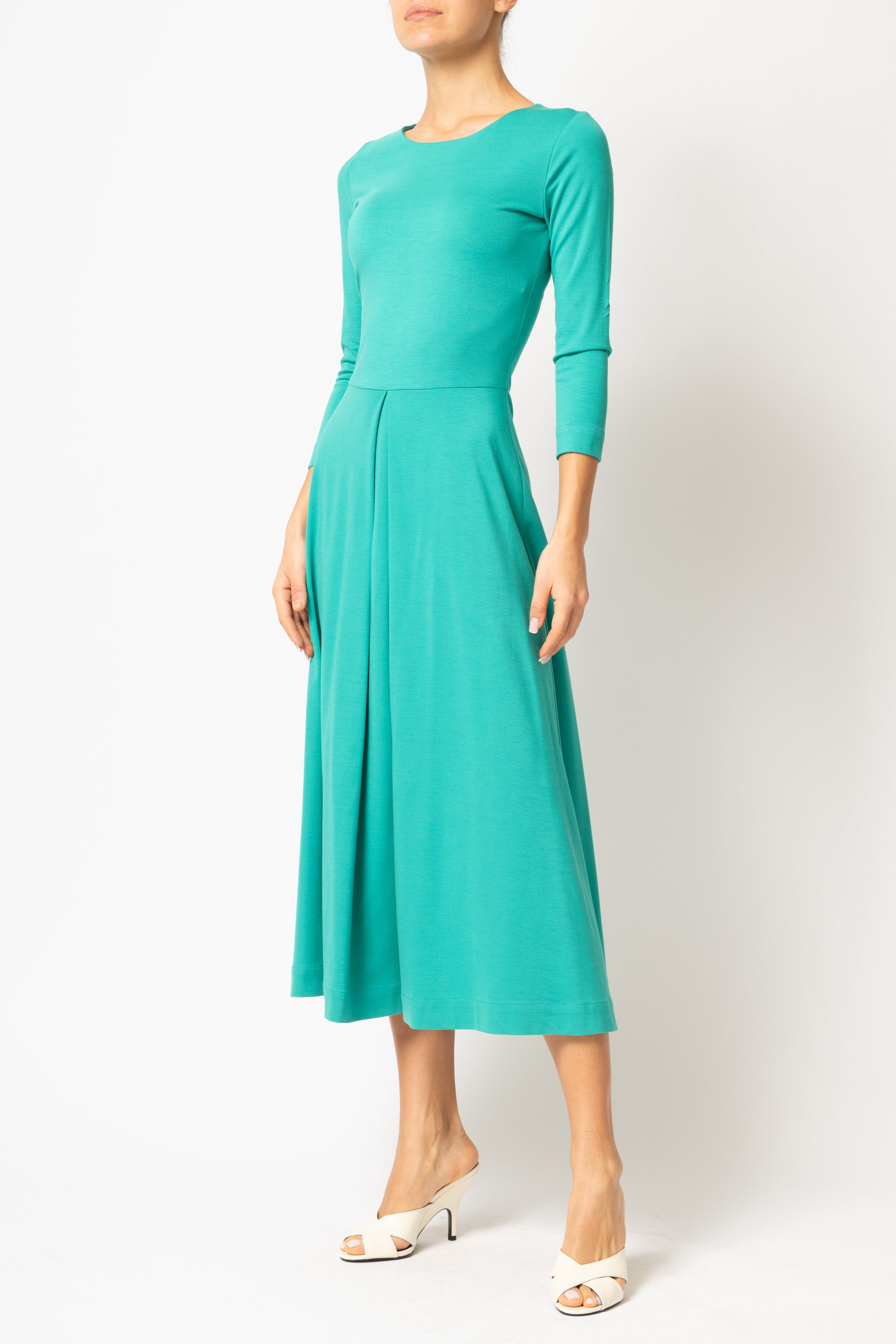 Green jersey midi dress
