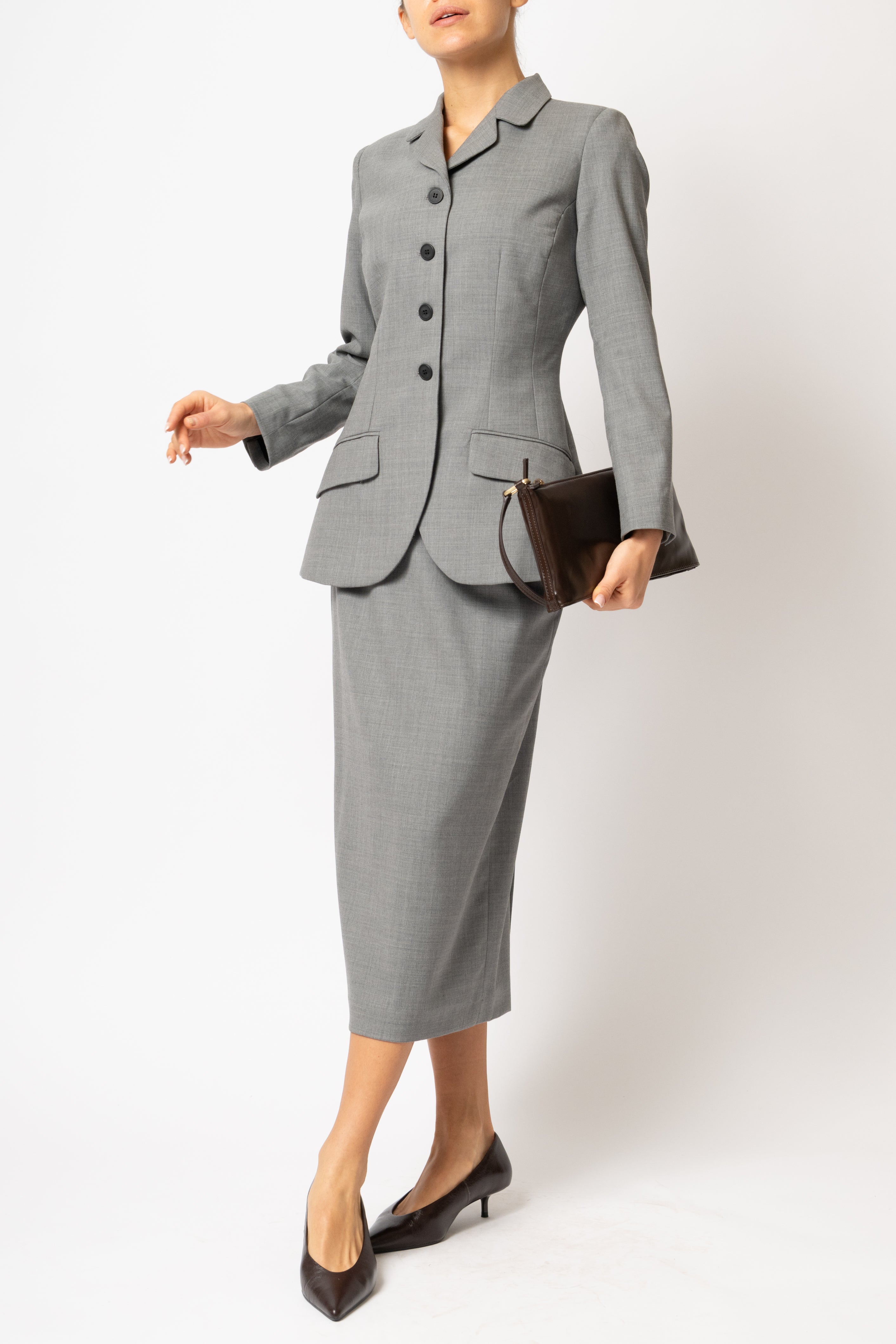 Sacou Cambrat din Lana, Gri