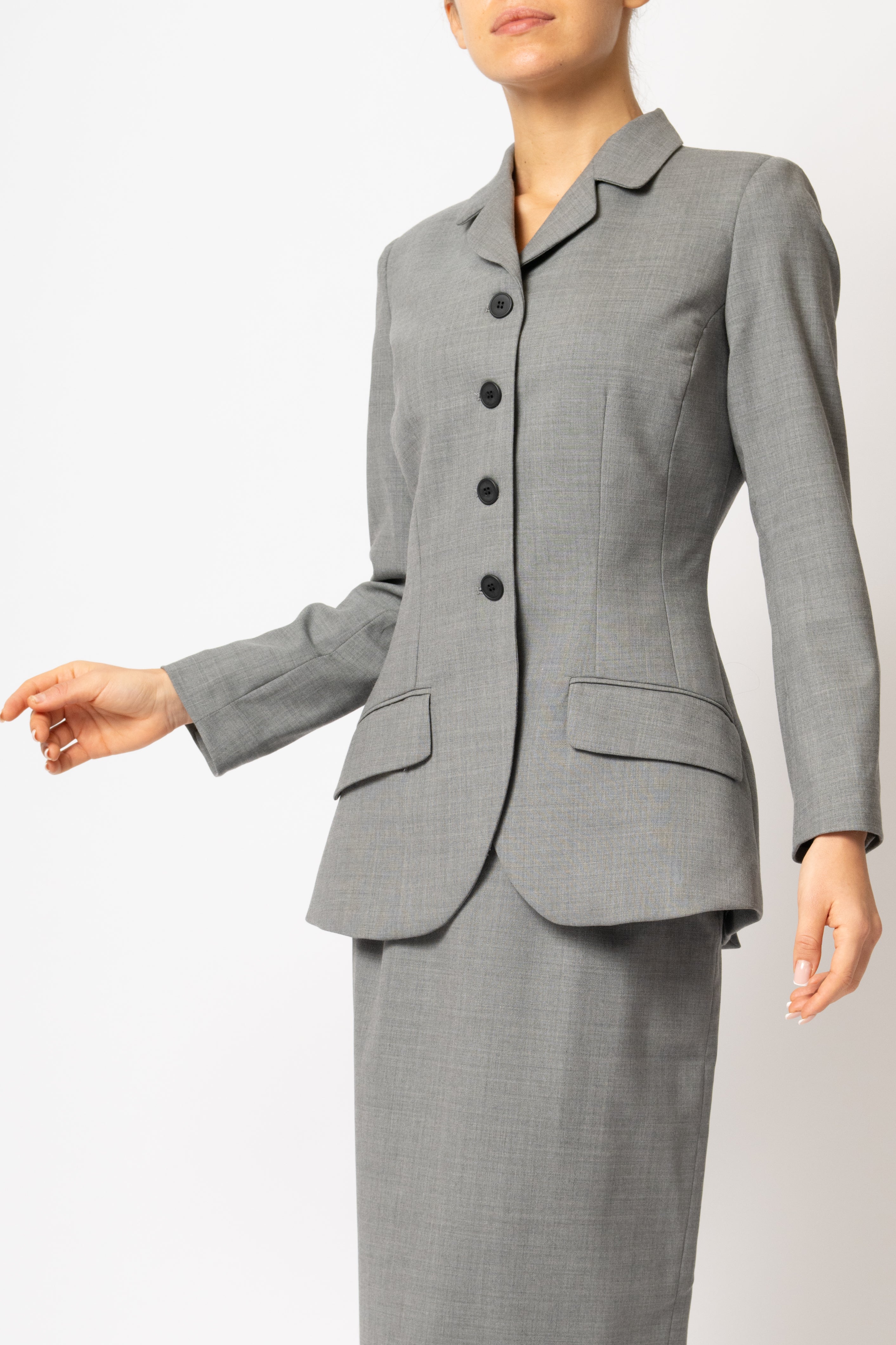 Sacou Cambrat din Lana, Gri