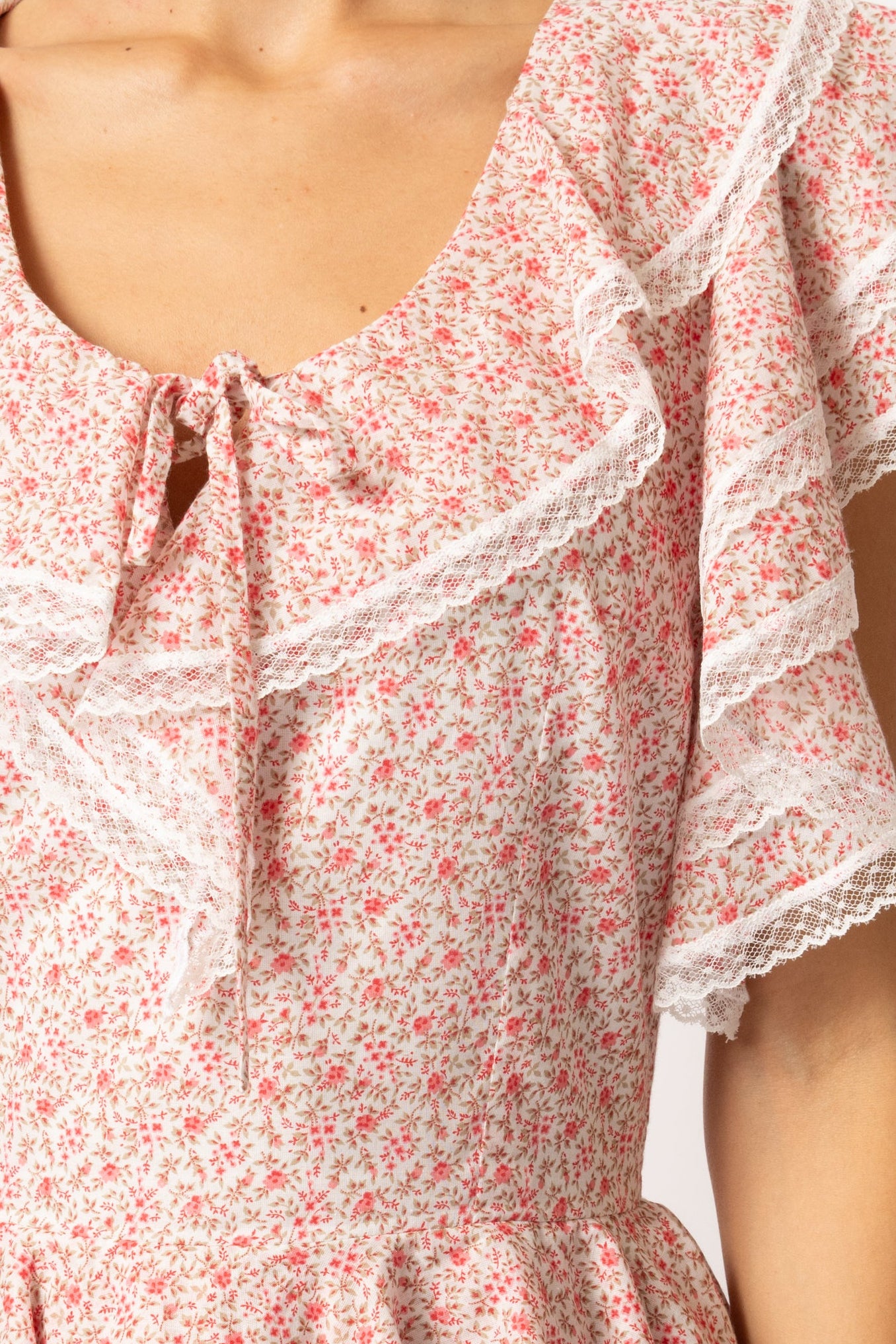 Rochie Asimetrica cu Volane, din Bumbac Roz