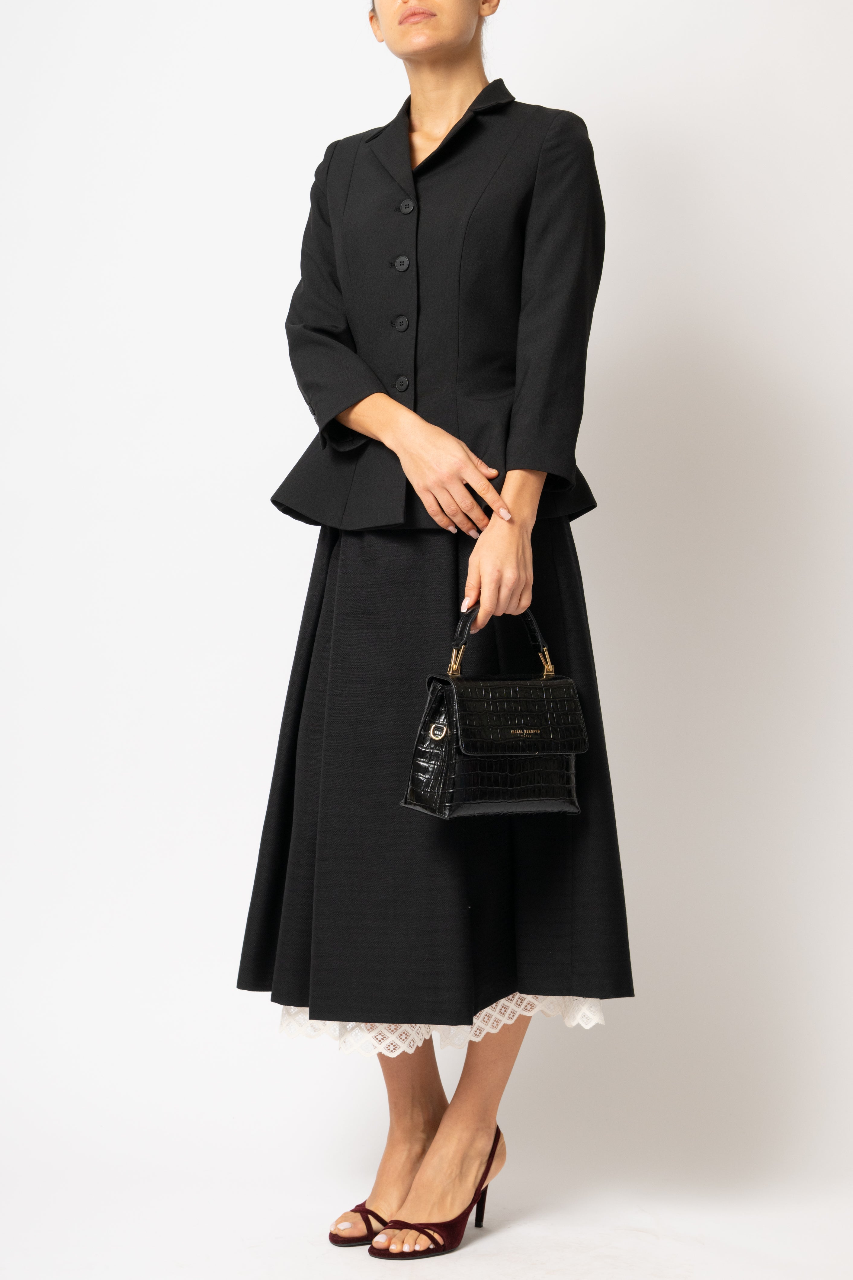 Black woolen fitted jacket