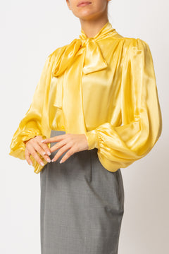 Yellow natural silk blouse