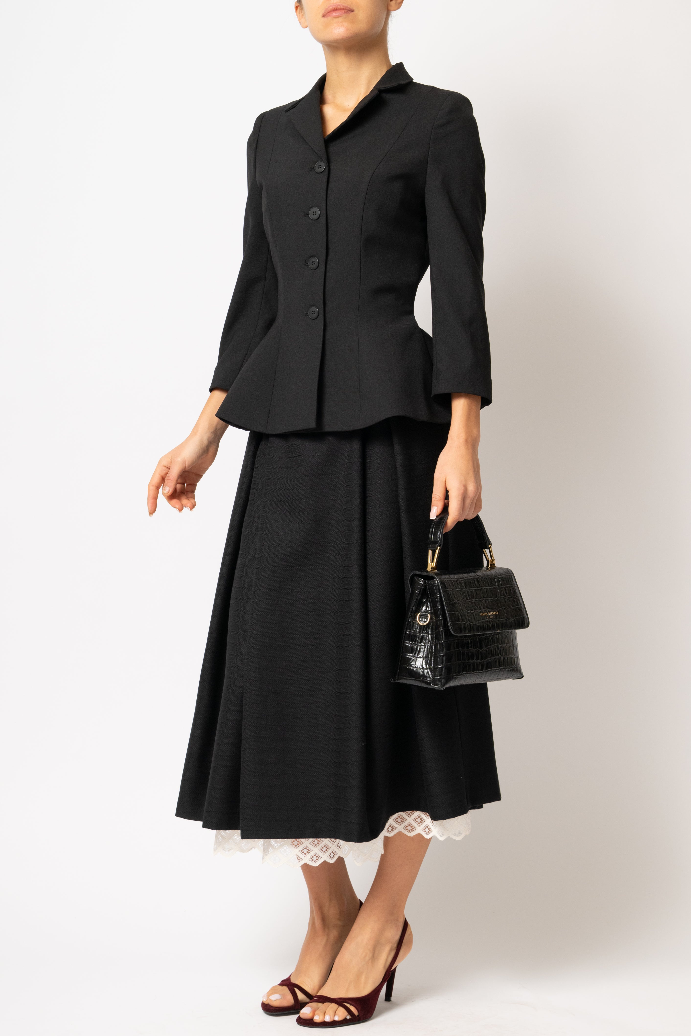 Black woolen fitted jacket