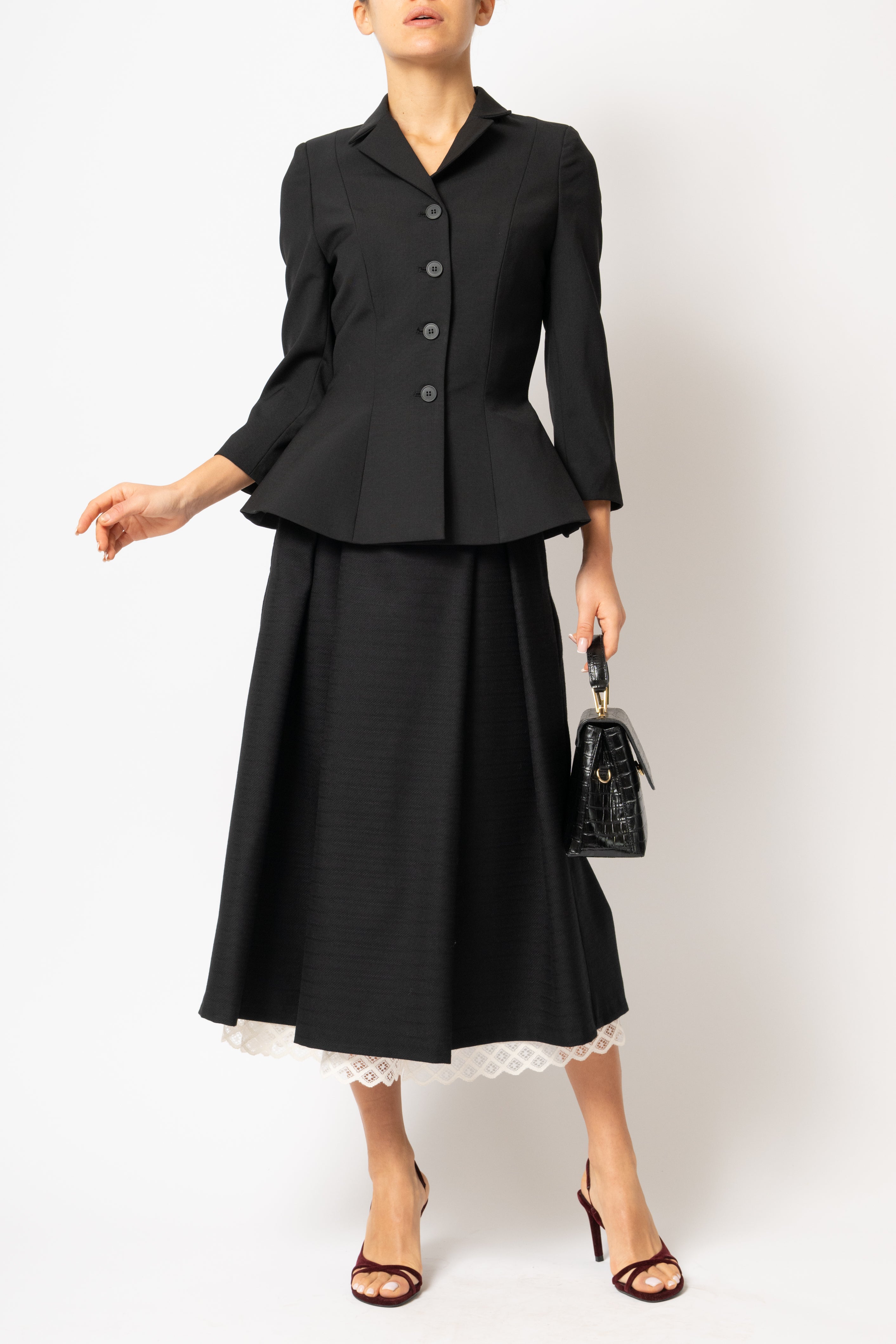 Black woolen fitted jacket