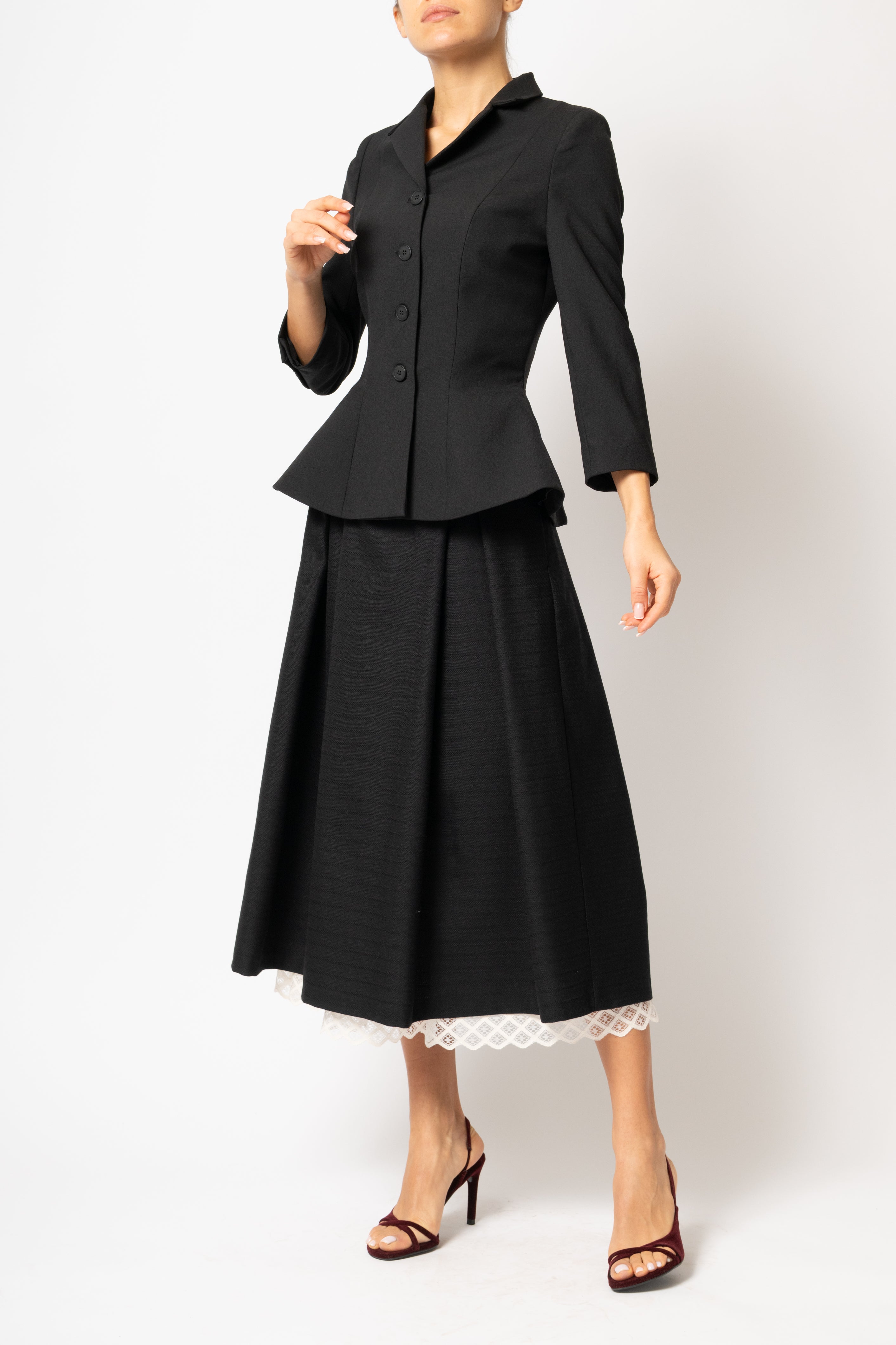 Black woolen fitted jacket