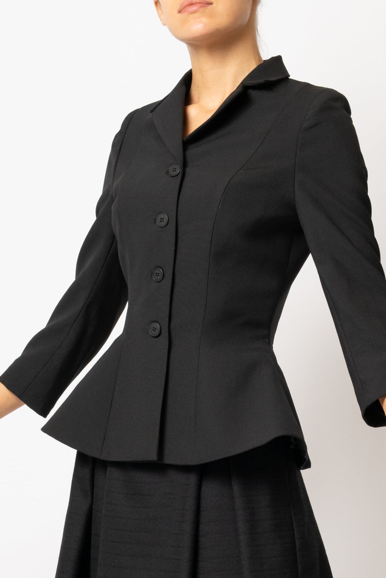 Black woolen fitted jacket