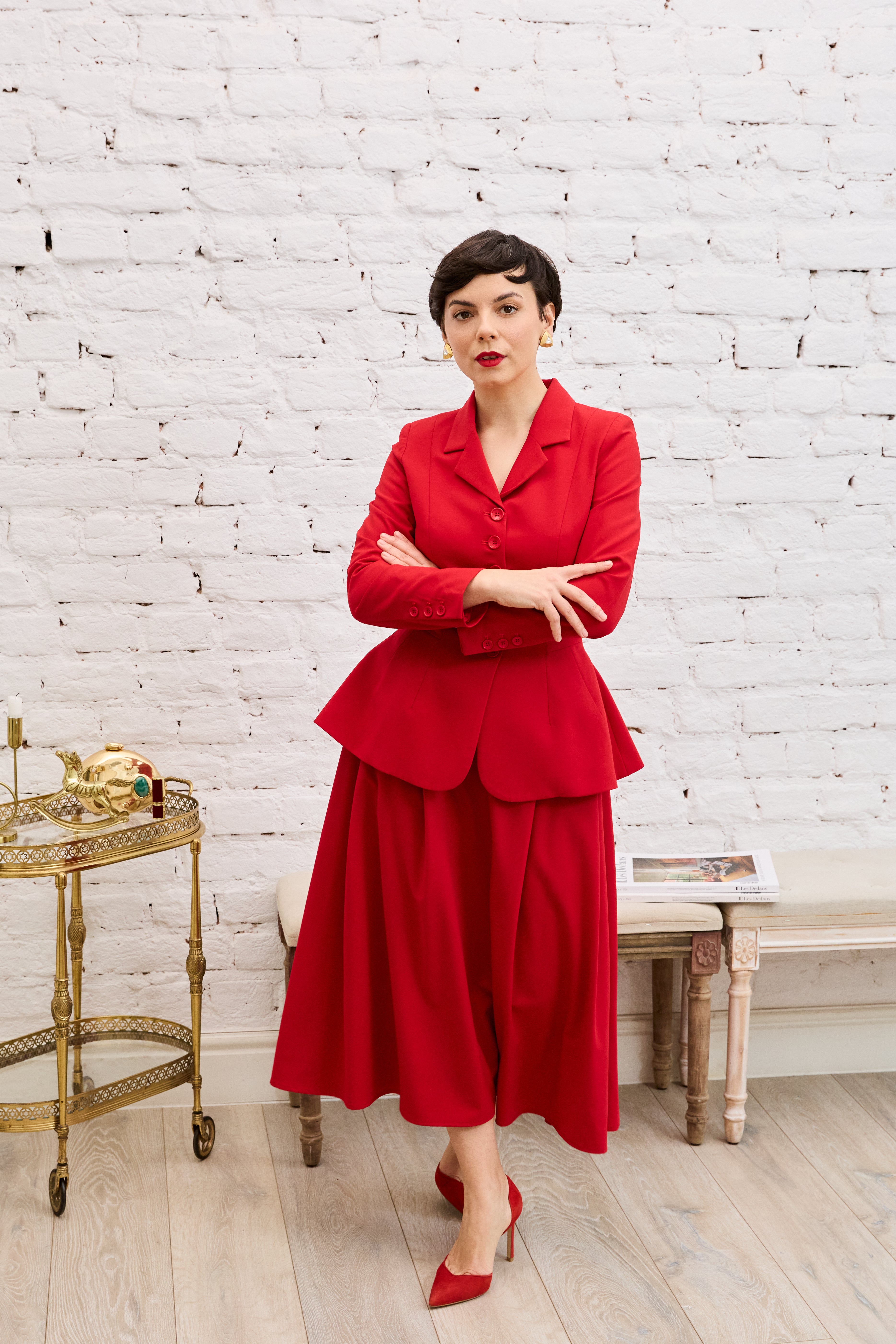 Sacou din Viscoza, Rosu, Cambrat