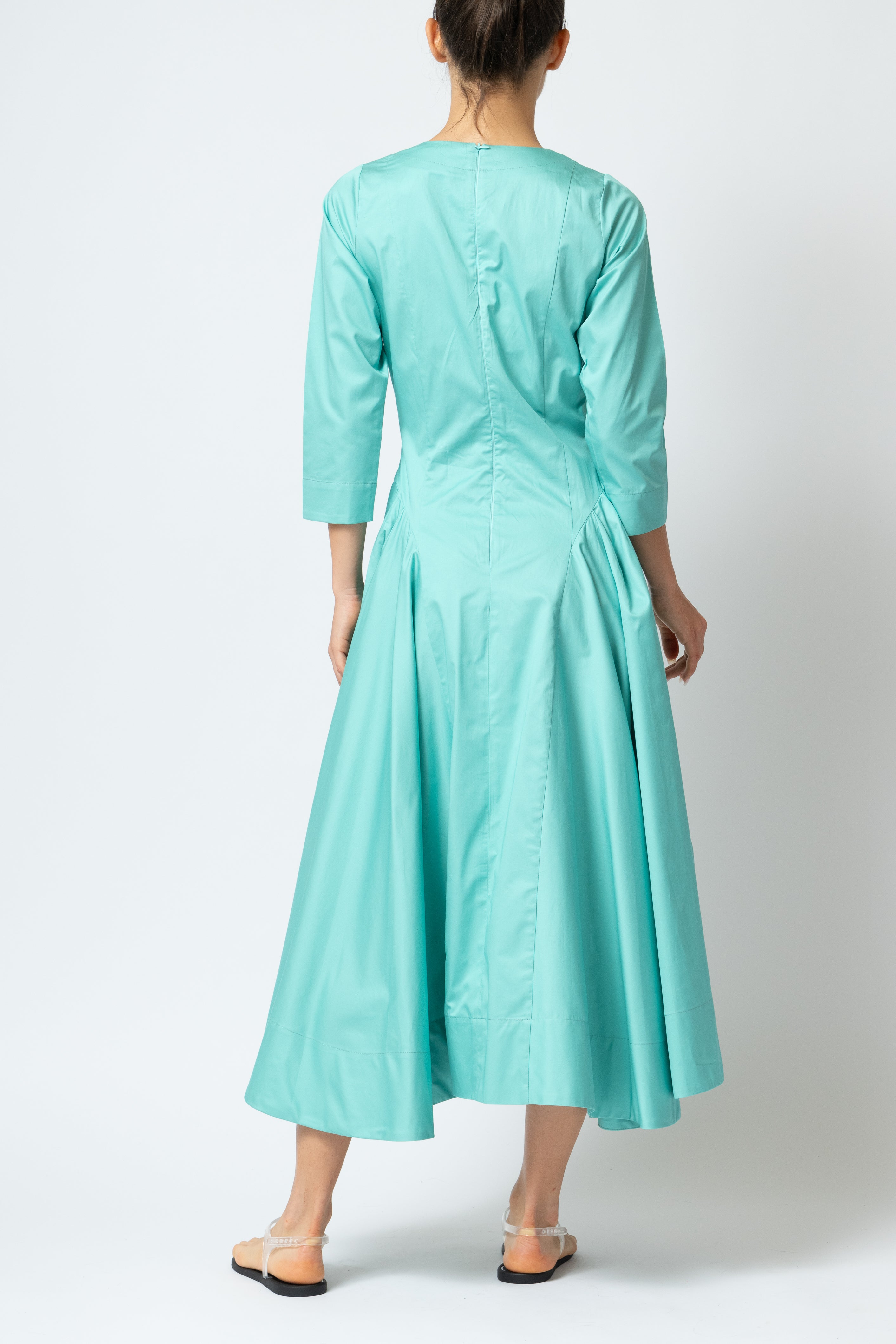 Rochie Midi Clos din Poplin, Aqua