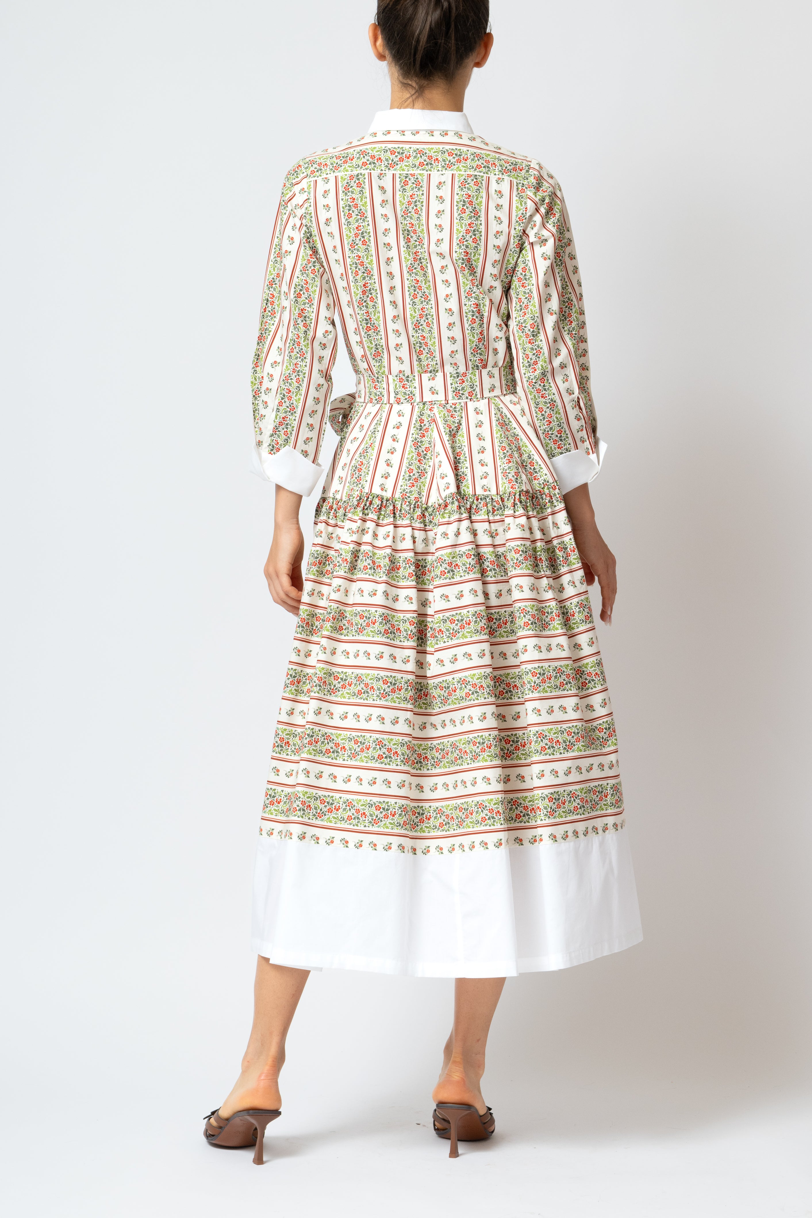 Floral Print Poplin Midi Shirt Dress, Beige