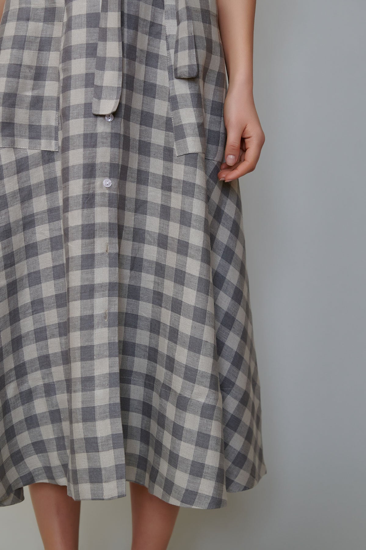 Sarafan din in în carouri gri inchis